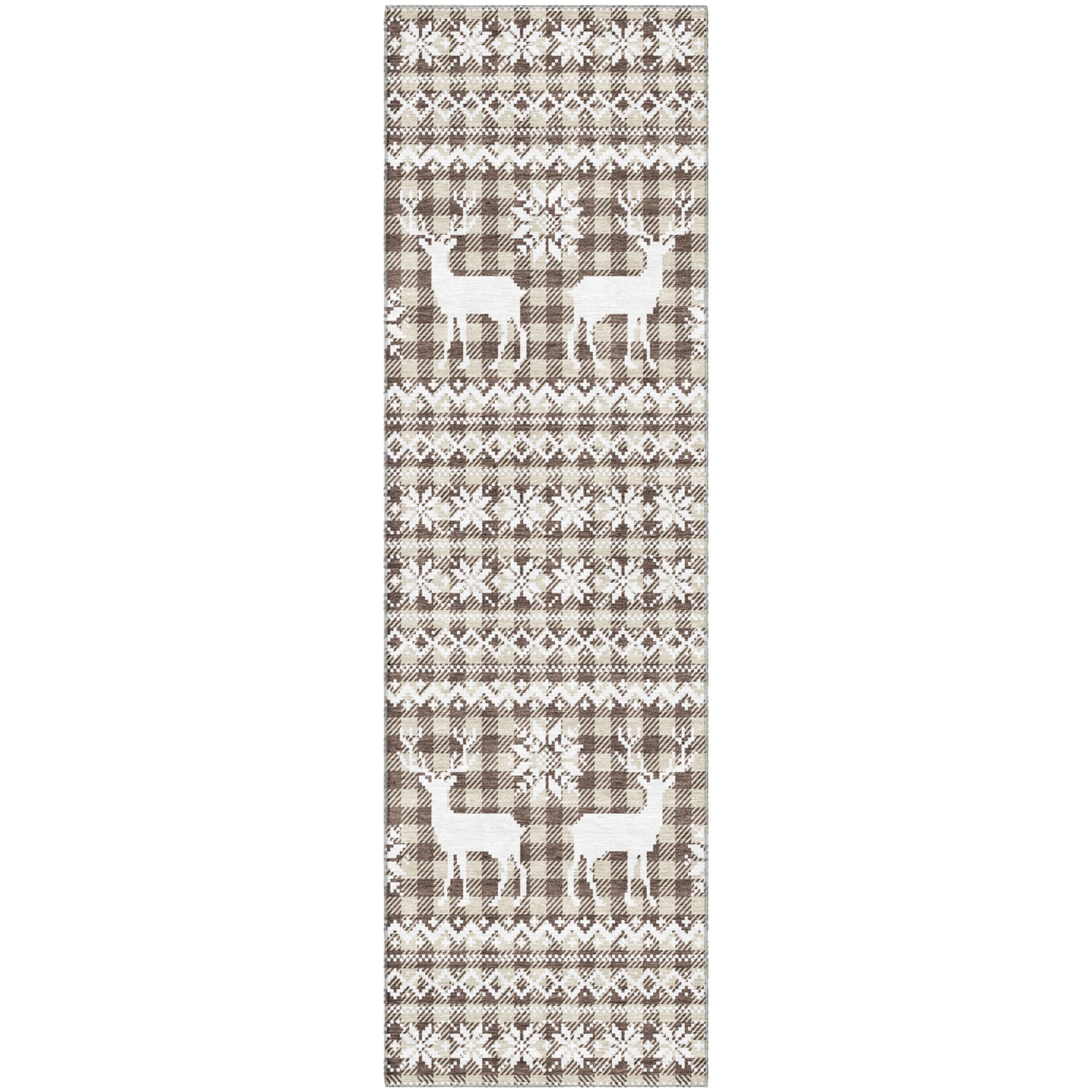 Baku Machine Washable Transitional Brown Rug 2'3" x 7'6" #shape_Runner