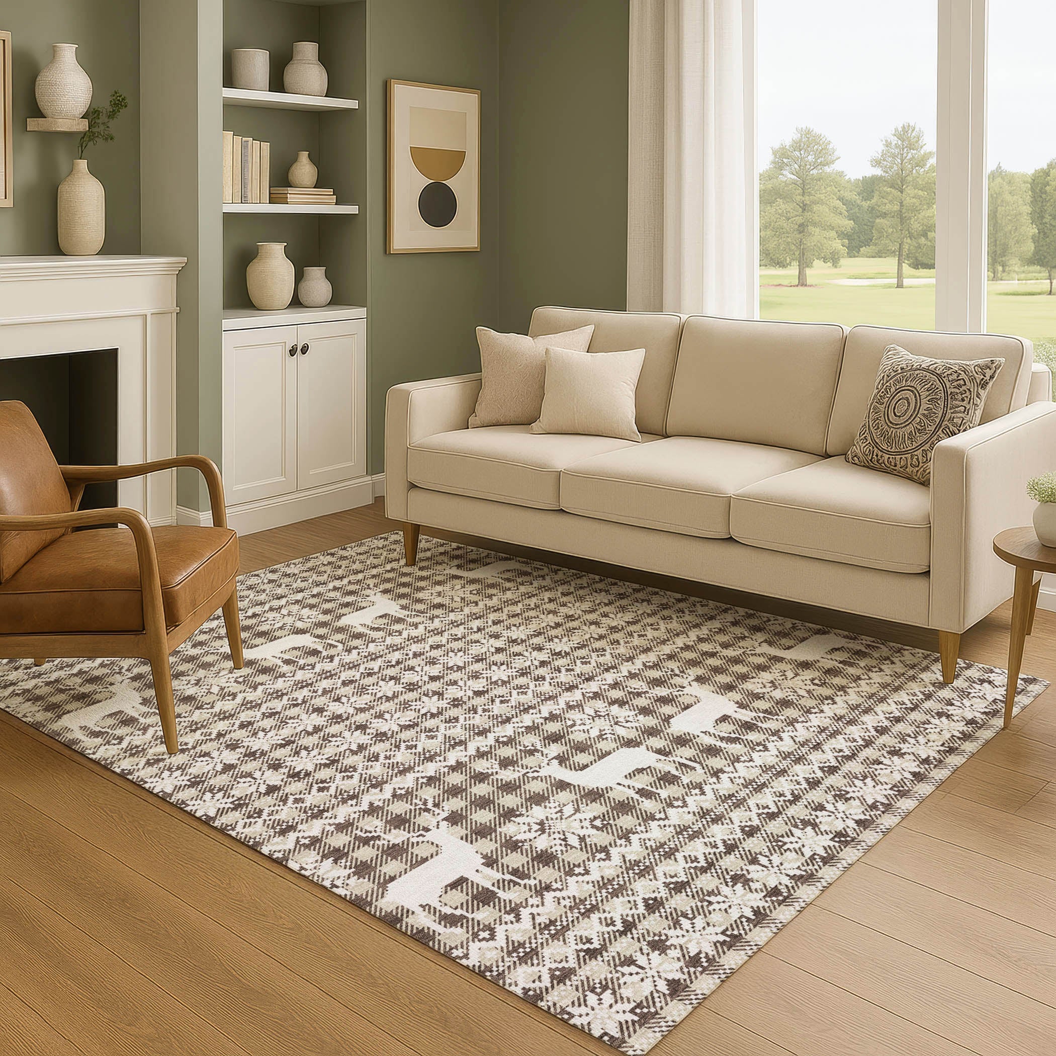 Baku Machine Washable Transitional Brown Rug 2'6" x 3'10" #shape_Rectangle