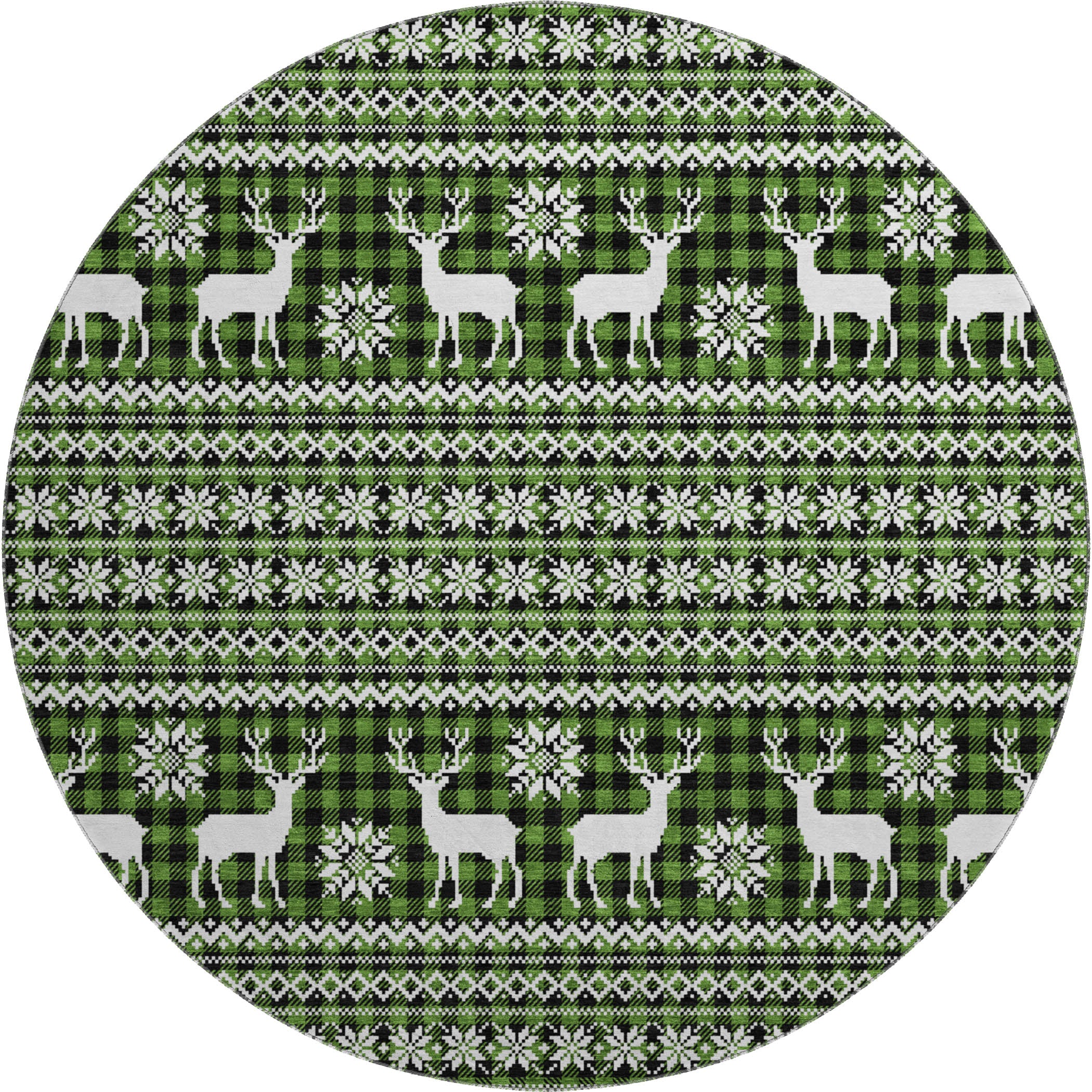 Baku Machine Washable Transitional Cactus Green Rug 8' x 8' #shape_Round