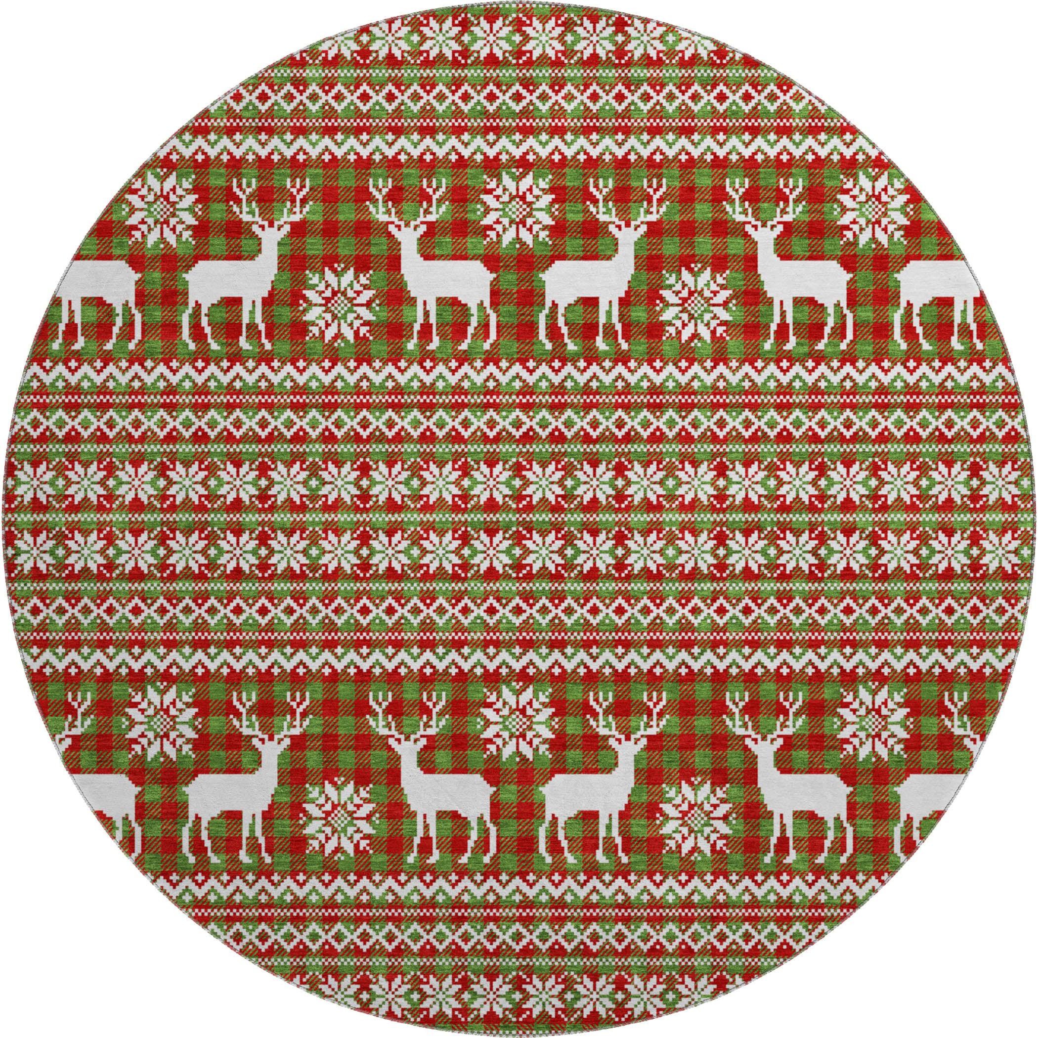 Baku Machine Washable Transitional Fern Green Rug 8' x 8' #shape_Round