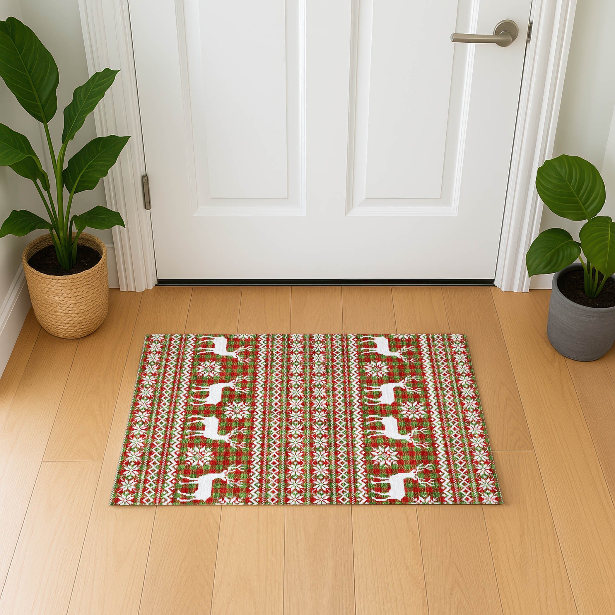 Baku Machine Washable Transitional Fern Green Rug 1'8" x 2'6" #shape_Rectangle