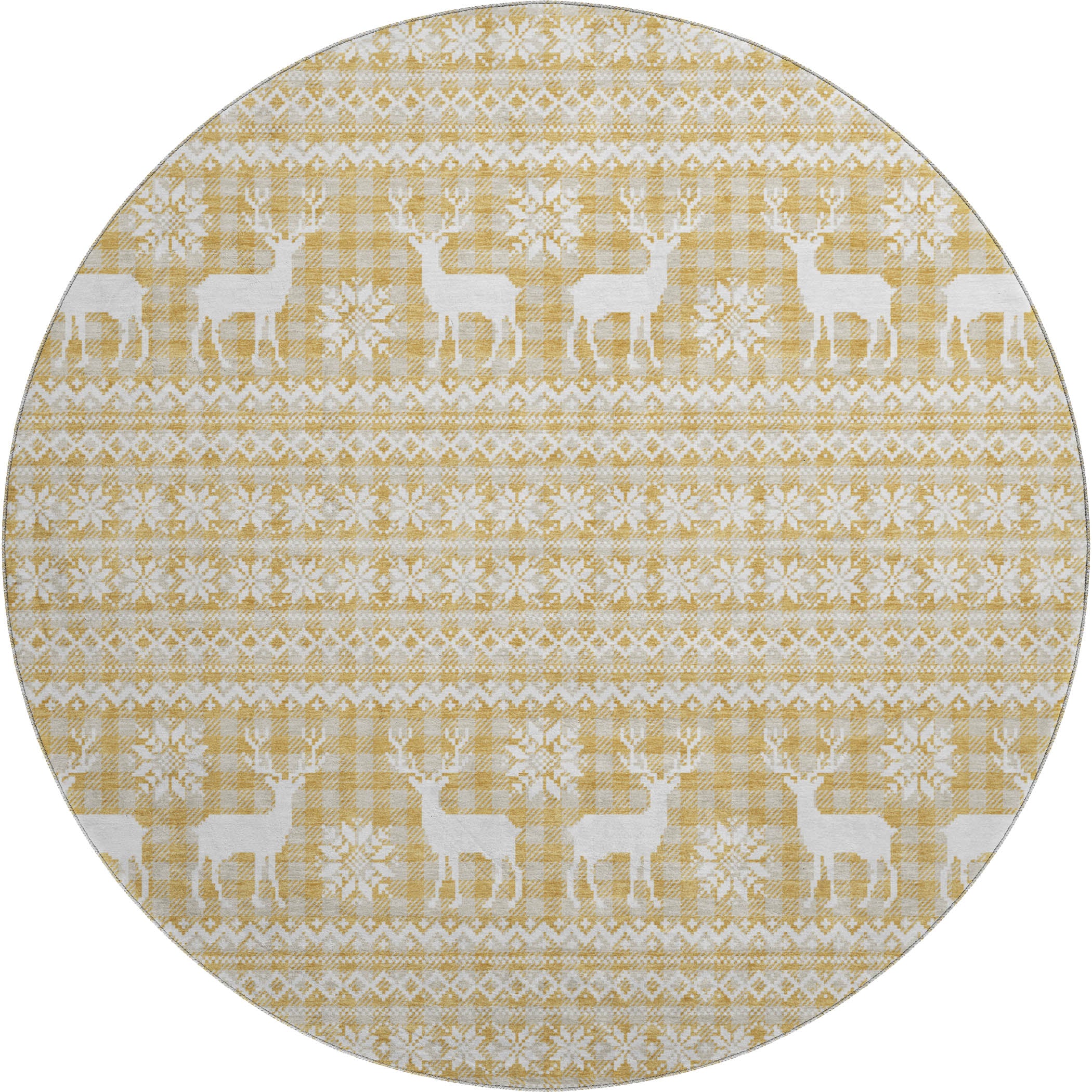 Baku Machine Washable Transitional Gold Rug 8' x 8' #shape_Round