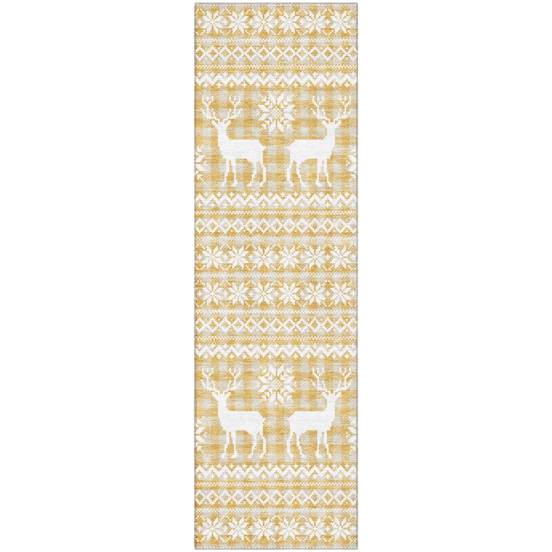 Baku Machine Washable Transitional Gold Rug 2'3" x 7'6" #shape_Runner