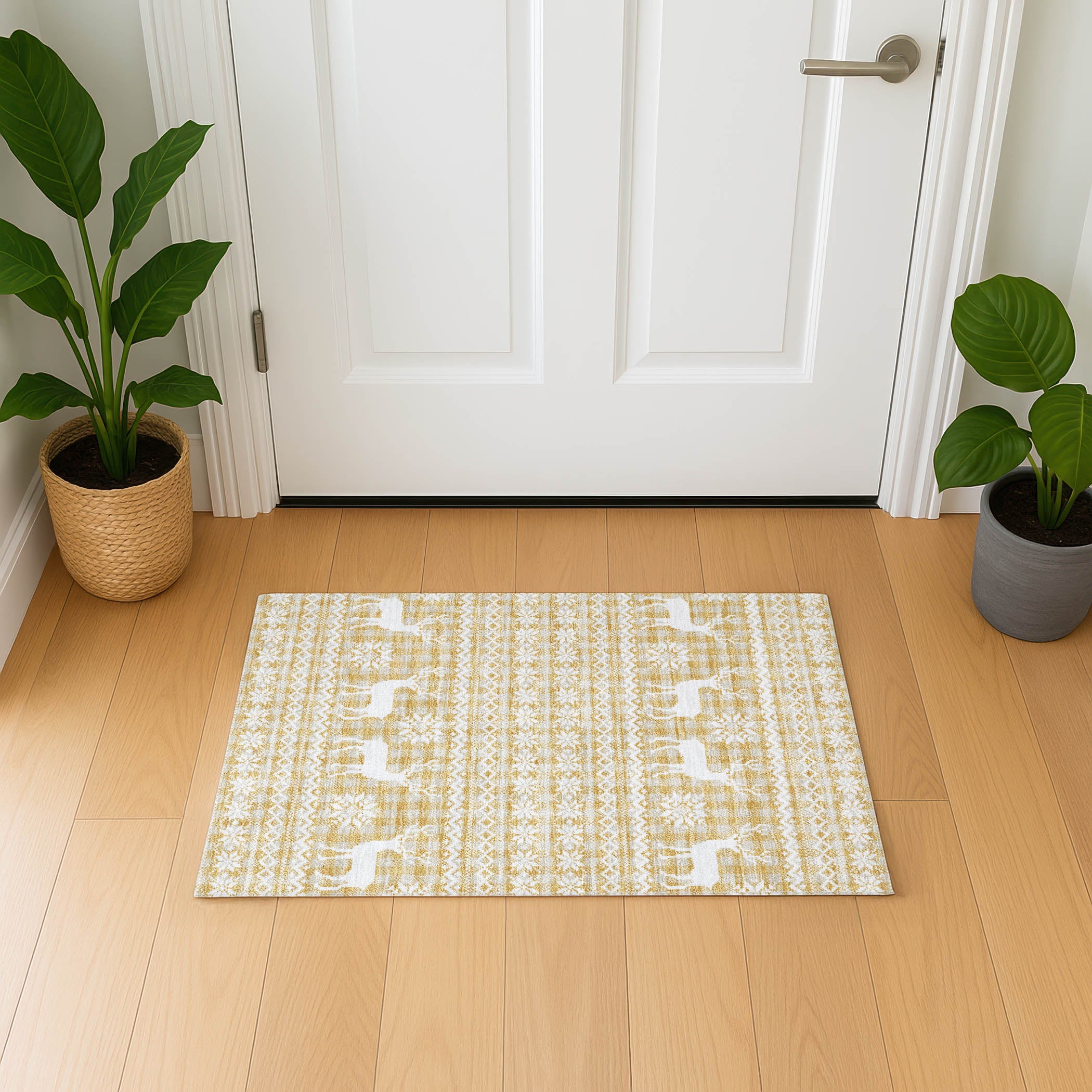 Baku Machine Washable Transitional Gold Rug 1'8" x 2'6" #shape_Rectangle