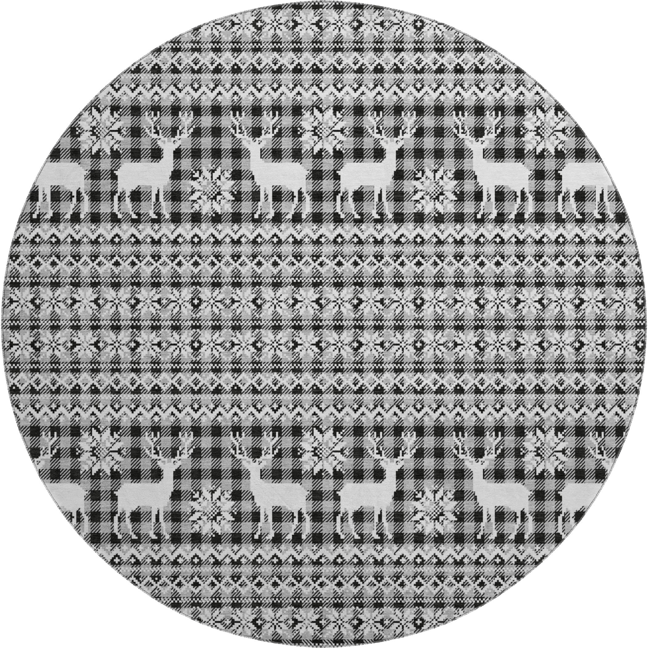 Baku Machine Washable Transitional Gray Rug 8' x 8' #shape_Round