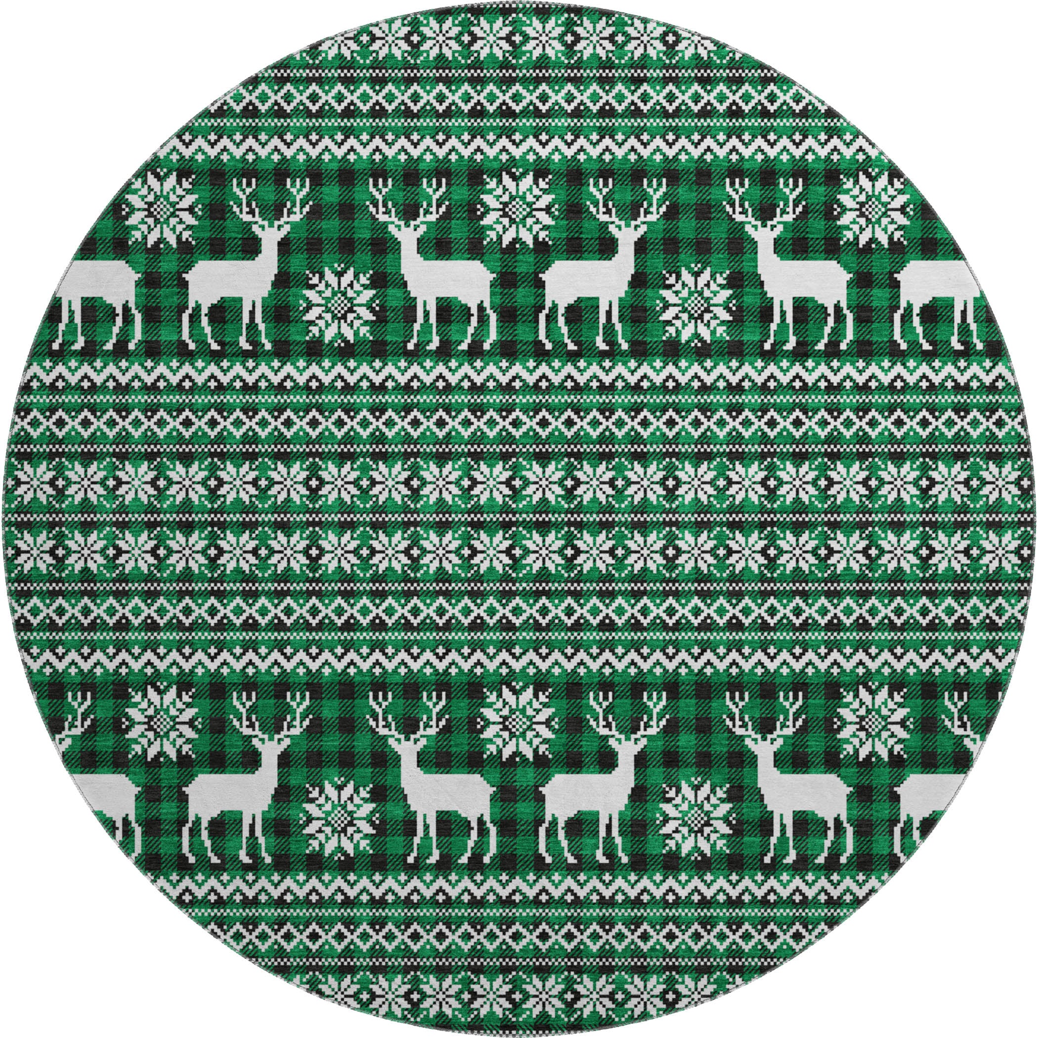 Baku Machine Washable Transitional Green Rug 8' x 8' #shape_Round