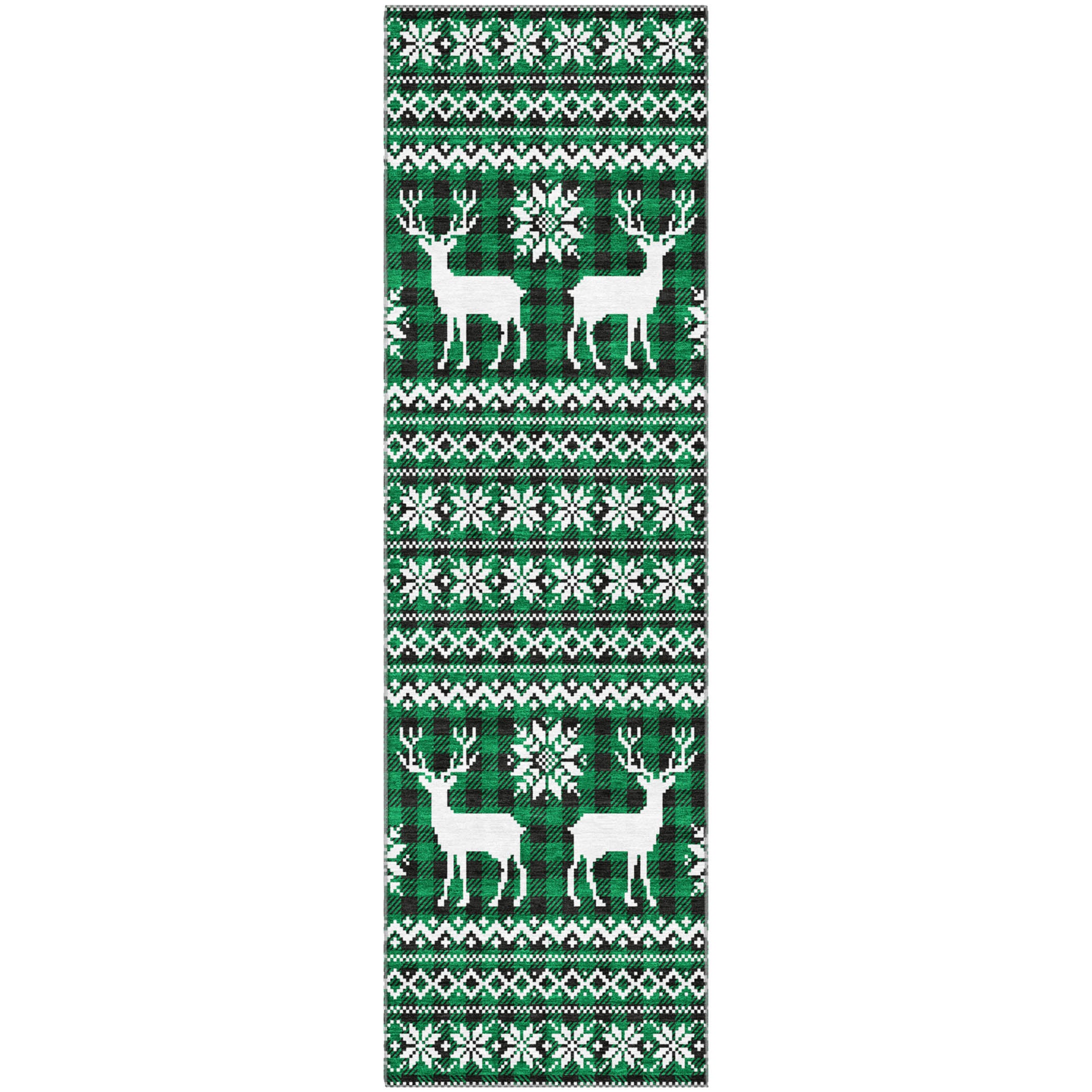 Baku Machine Washable Transitional Green Rug 2'3" x 7'6" #shape_Runner