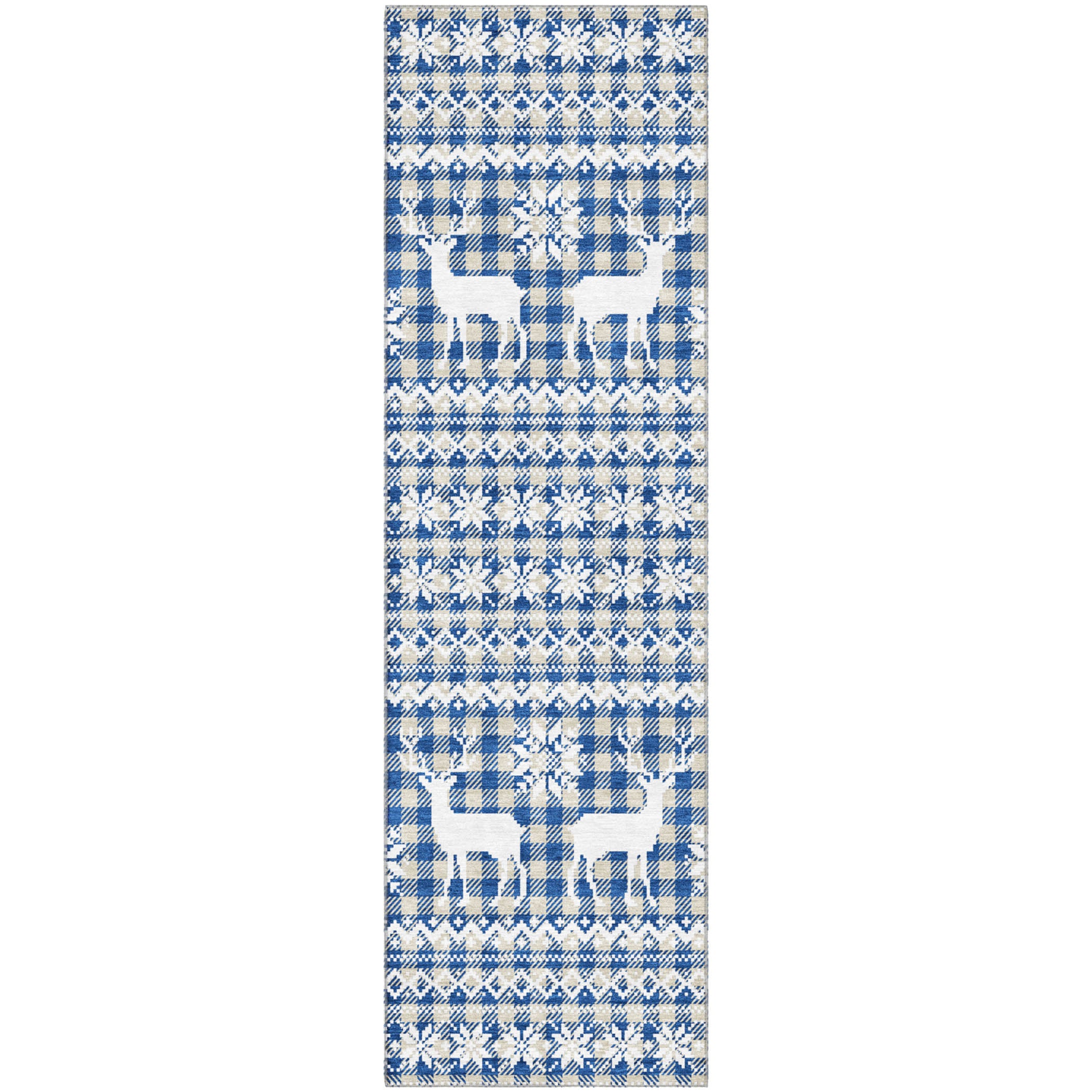 Baku Machine Washable Transitional Navy Blue Rug 2'3" x 7'6" #shape_Runner