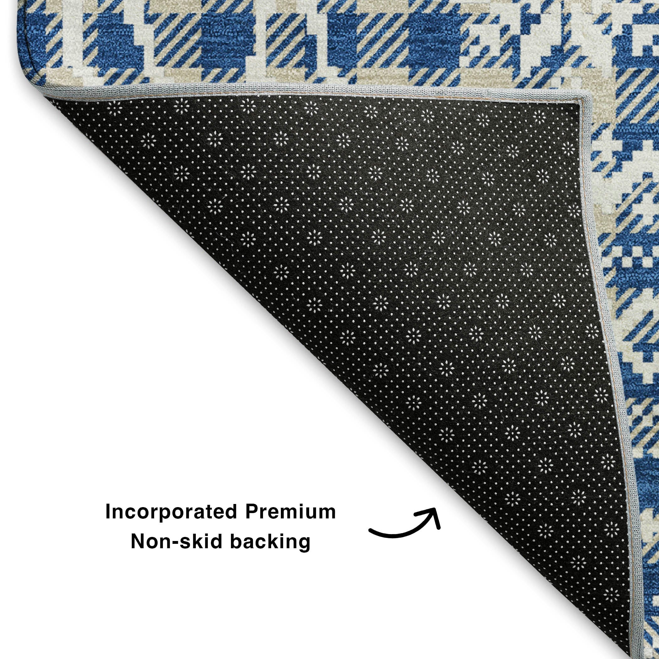 Baku Machine Washable Transitional Navy Blue Rug 1'8" x 2'6" #shape_Rectangle