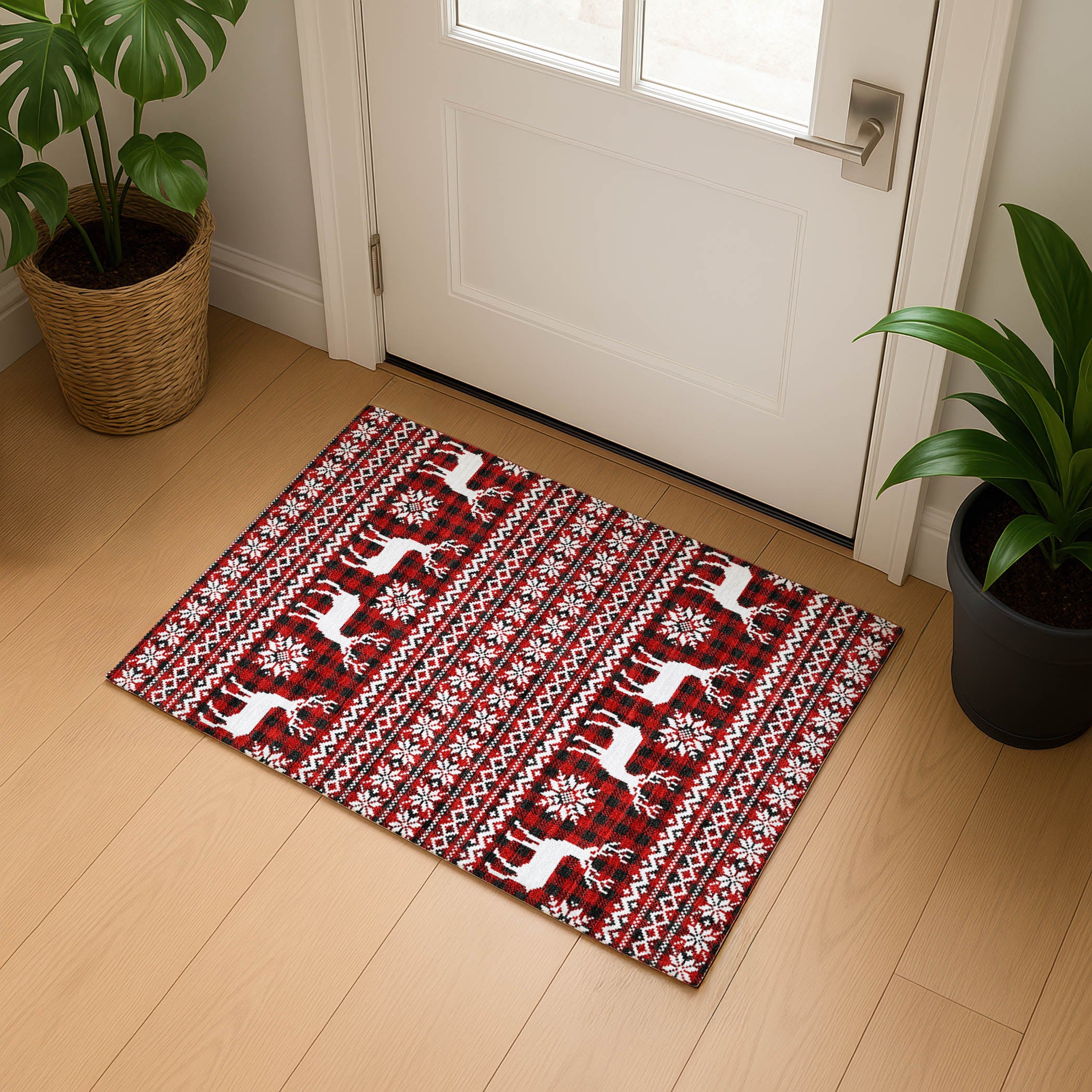 Baku Machine Washable Transitional Red Rug 1'8" x 2'6" #shape_Rectangle