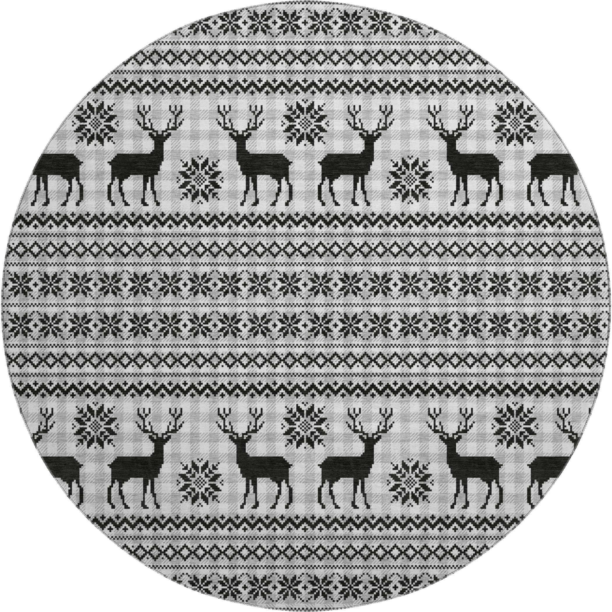 Baku Machine Washable Transitional Silver Gray Rug 8' x 8' #shape_Round