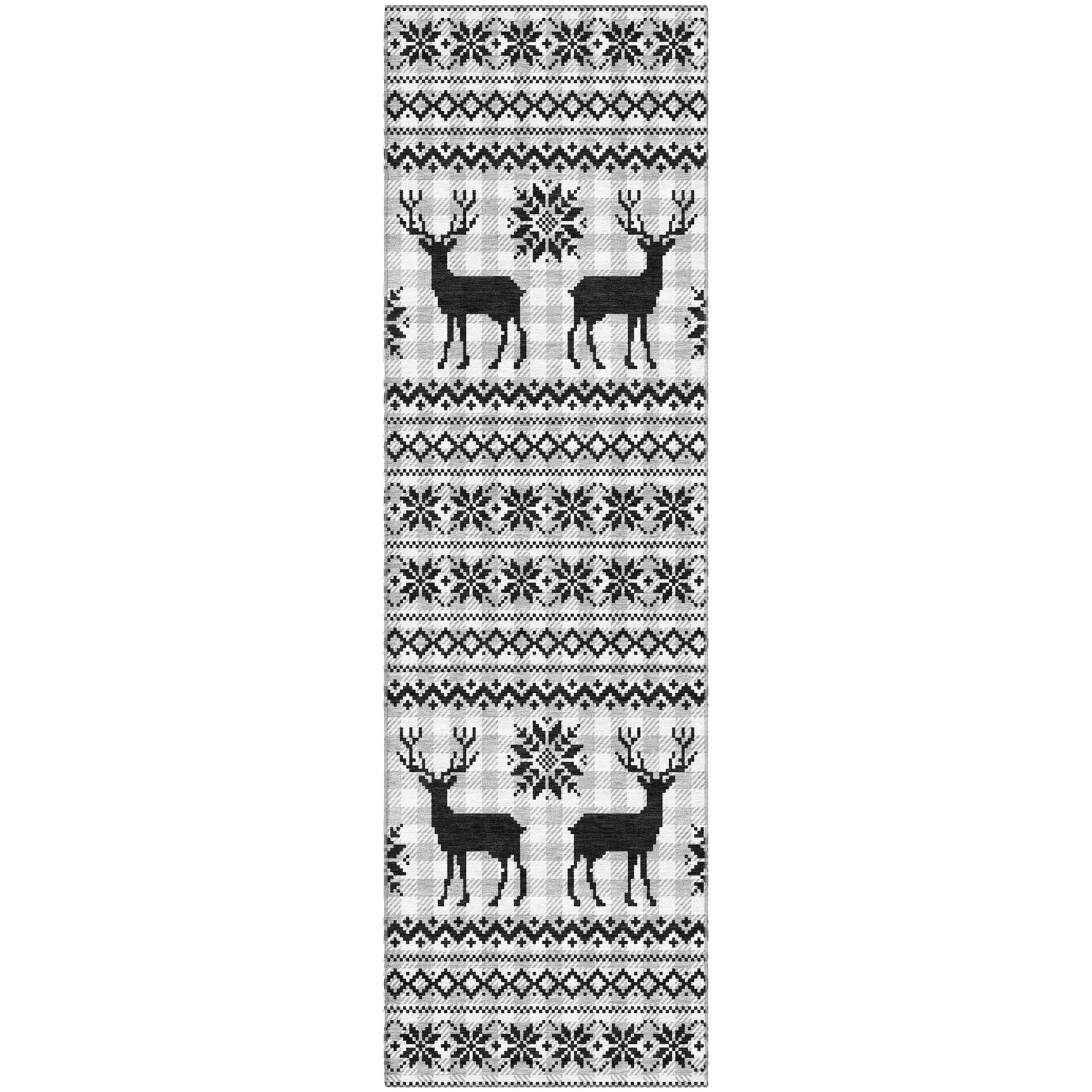 Baku Machine Washable Transitional Silver Gray Rug 2'3" x 7'6" #shape_Runner
