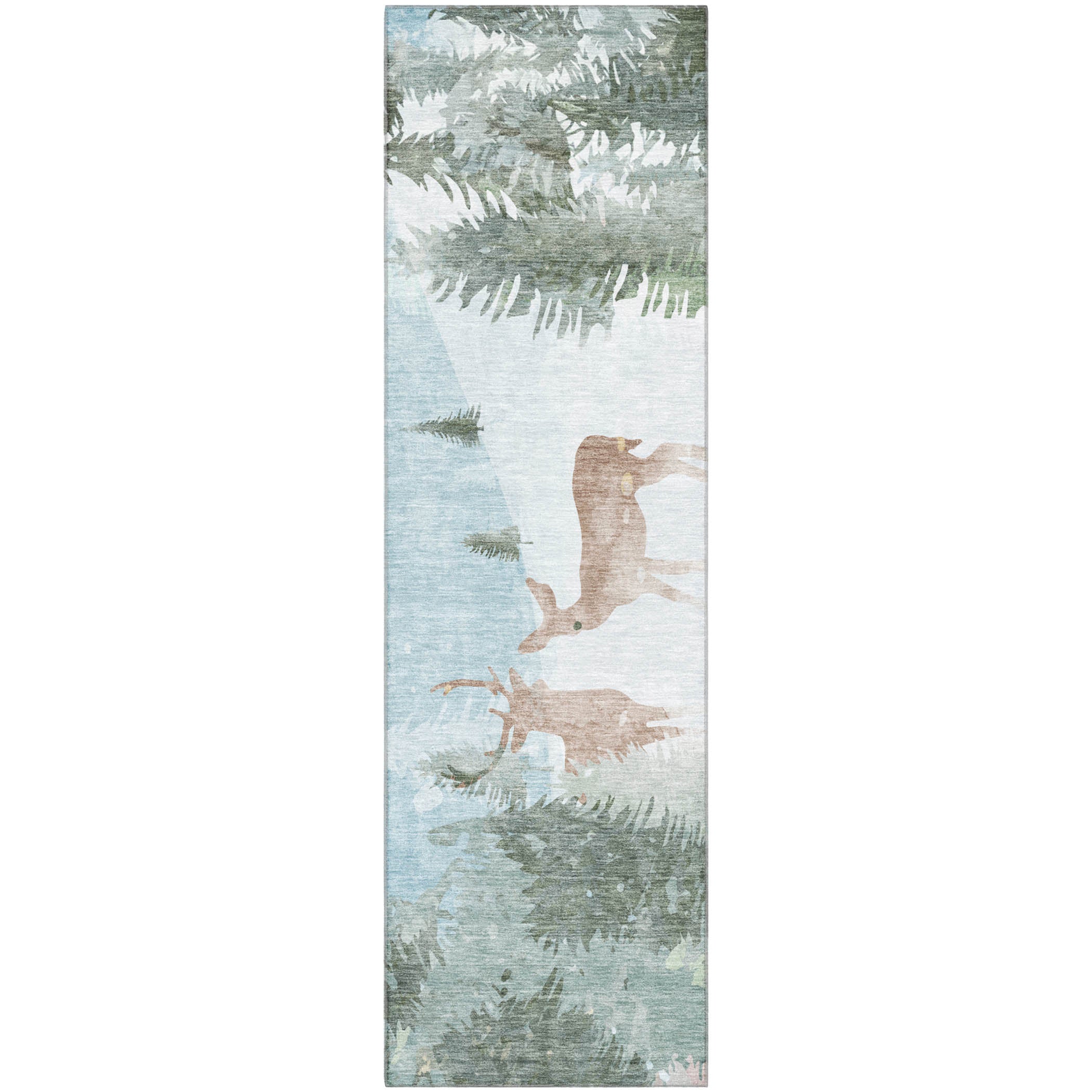 Istanbul Machine Washable Transitional Sky Blue Rug 2'3" x 7'6" #shape_Runner