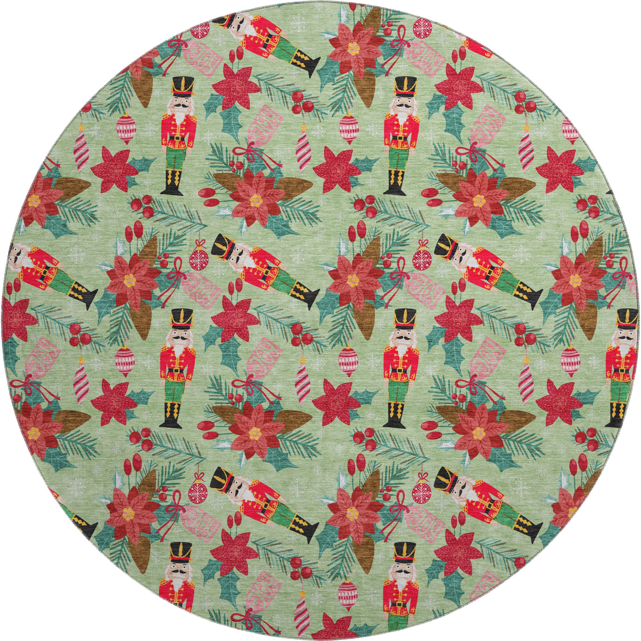 Mostar Machine Washable Transitional Aloe Green Rug 8' x 8' #shape_Round