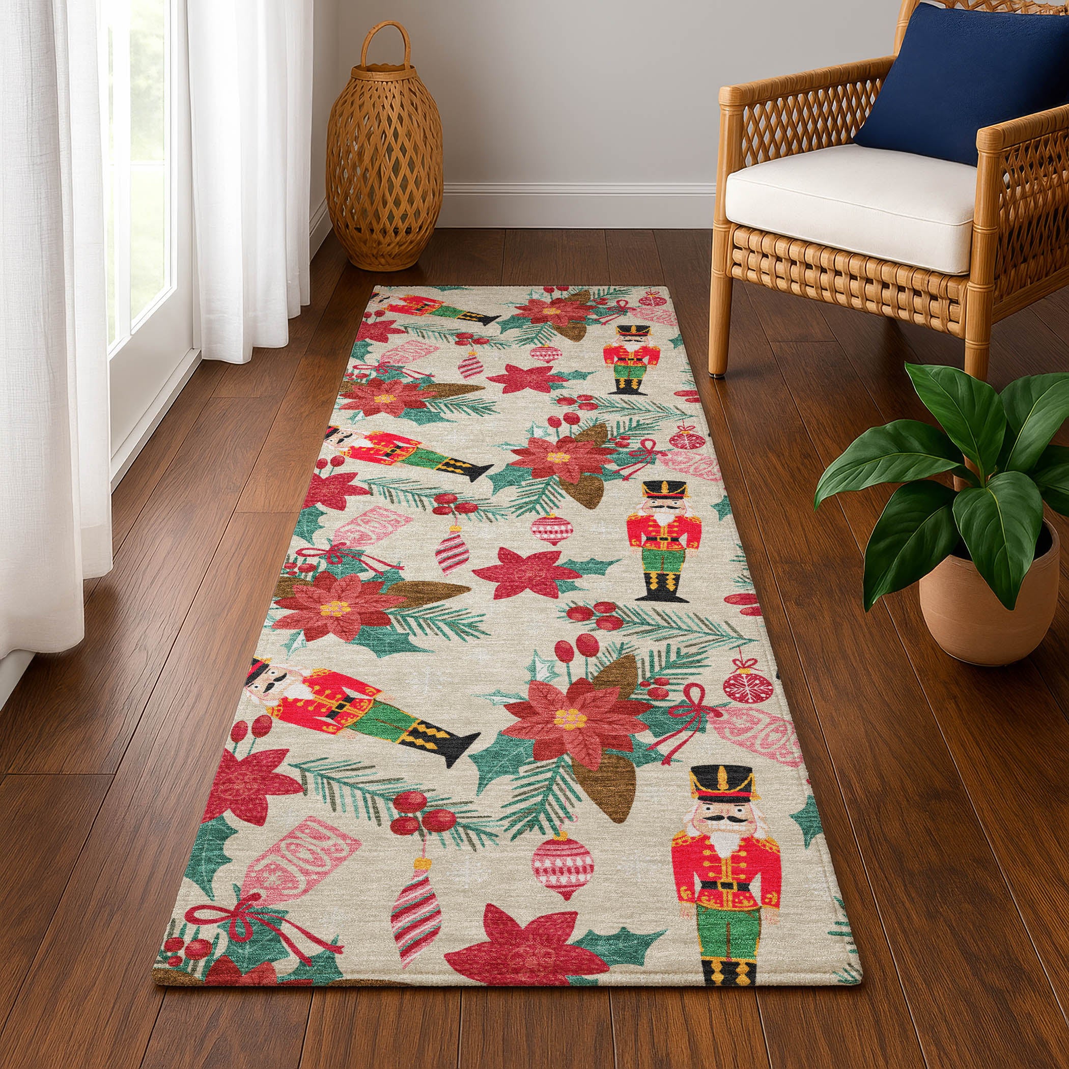 Mostar Machine Washable Transitional Beige Brown Rug 2'3" x 7'6" #shape_Runner