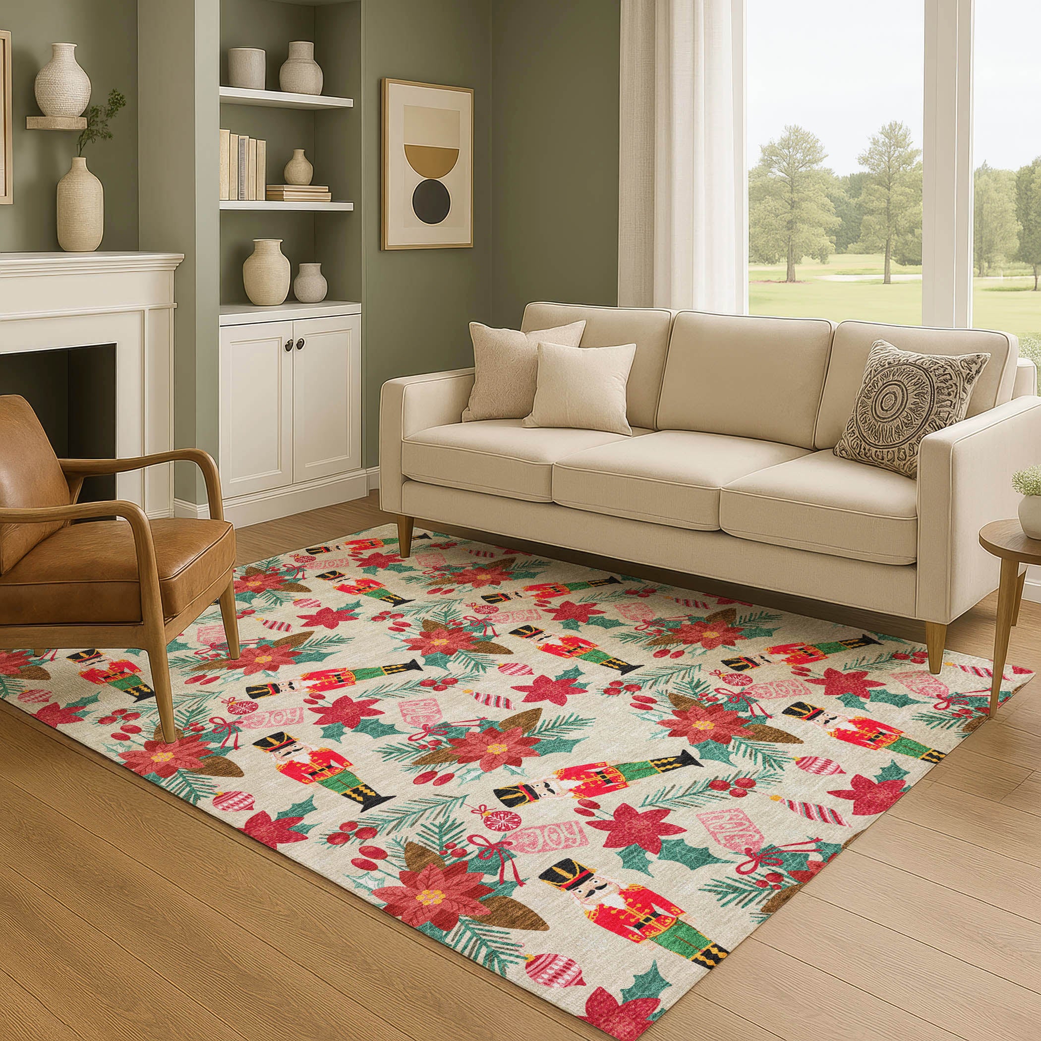 Mostar Machine Washable Transitional Beige Brown Rug 2'6" x 3'10" #shape_Rectangle