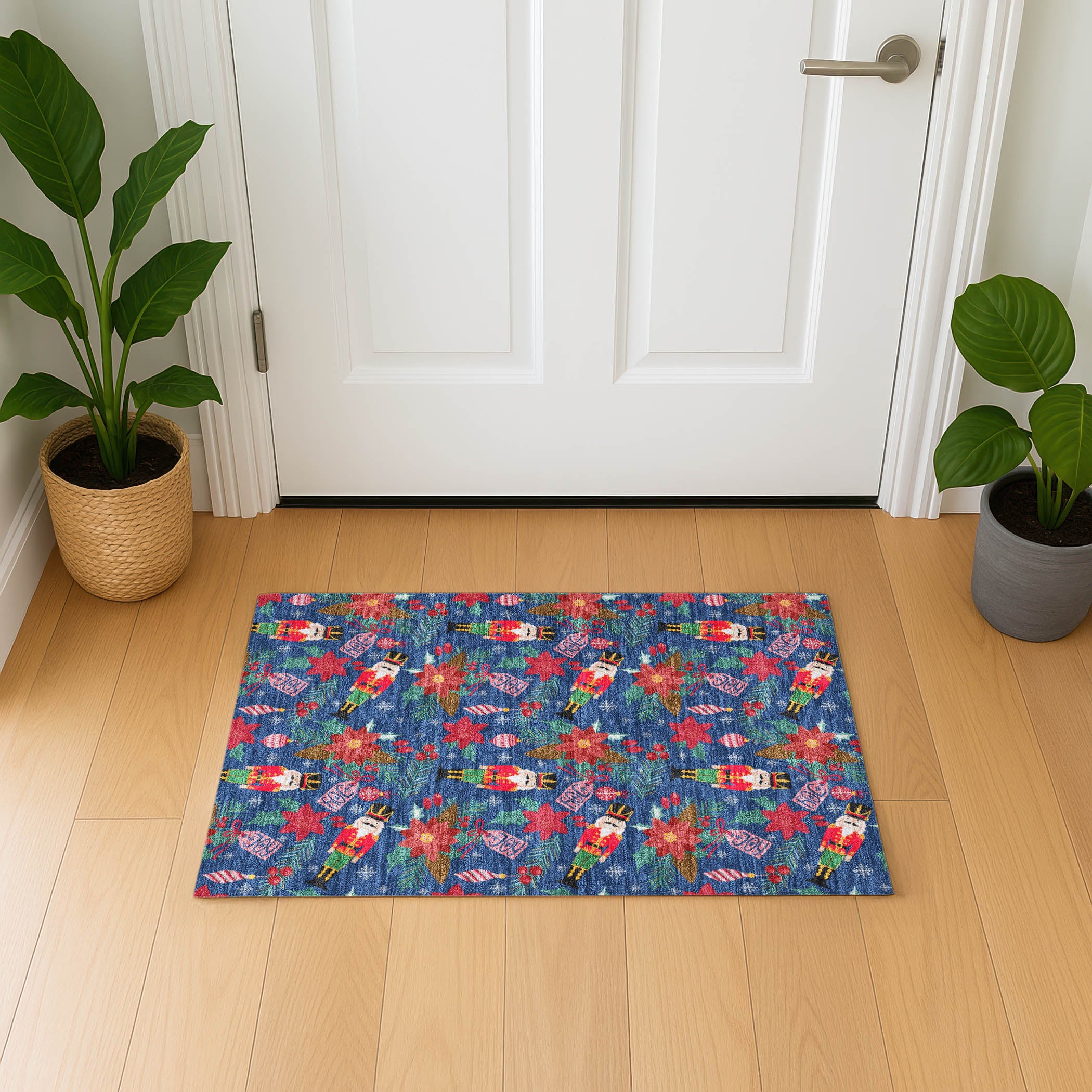 Mostar Machine Washable Transitional Navy Blue Rug 1'8" x 2'6" #shape_Rectangle