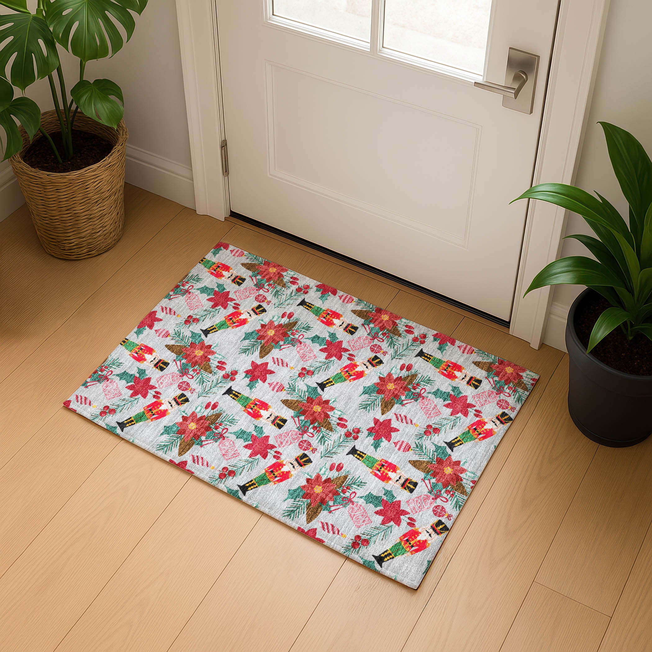 Mostar Machine Washable Transitional Silver Gray Rug 1'8" x 2'6" #shape_Rectangle