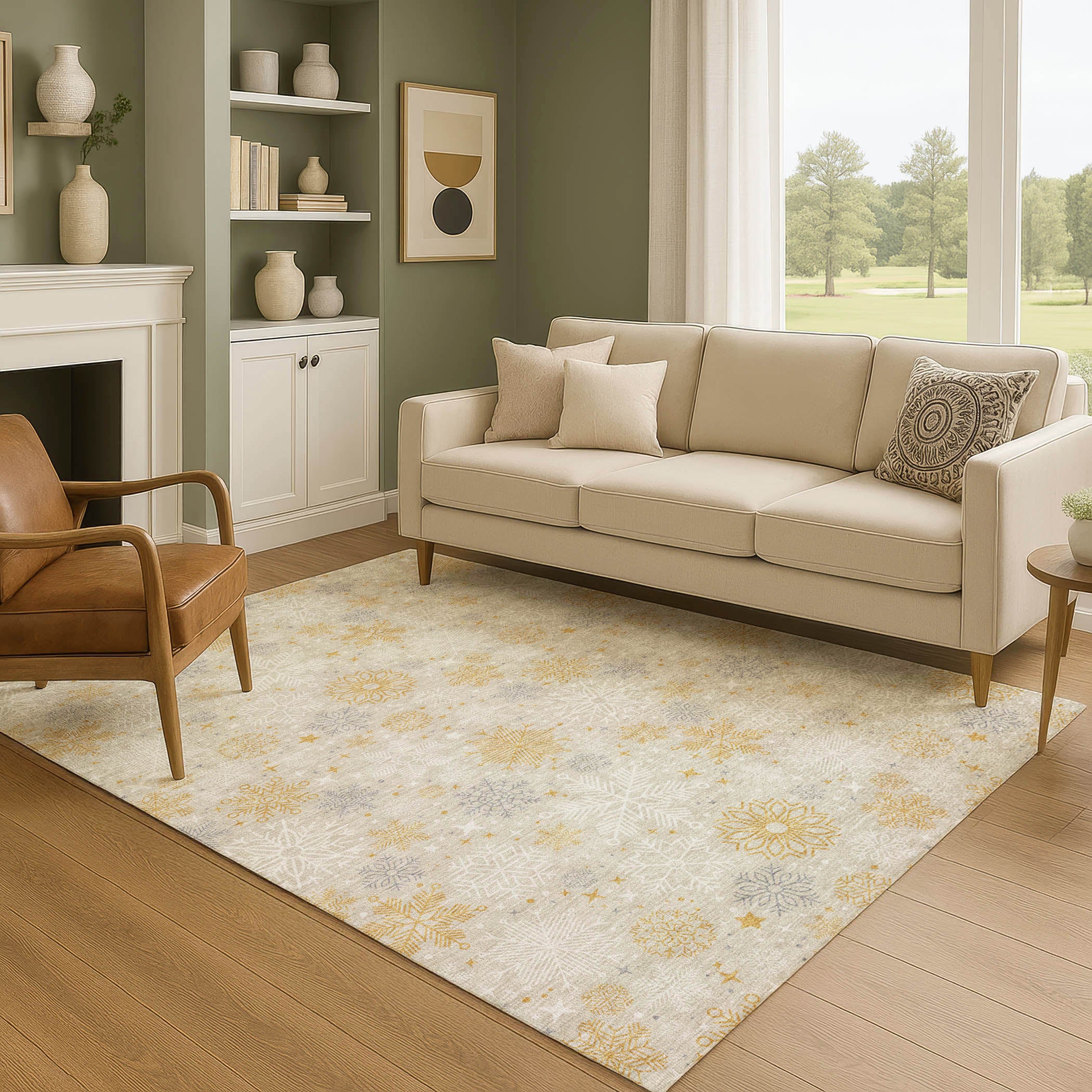 Reykjavik Machine Washable Transitional Beige Brown Rug 2'6" x 3'10" #shape_Rectangle
