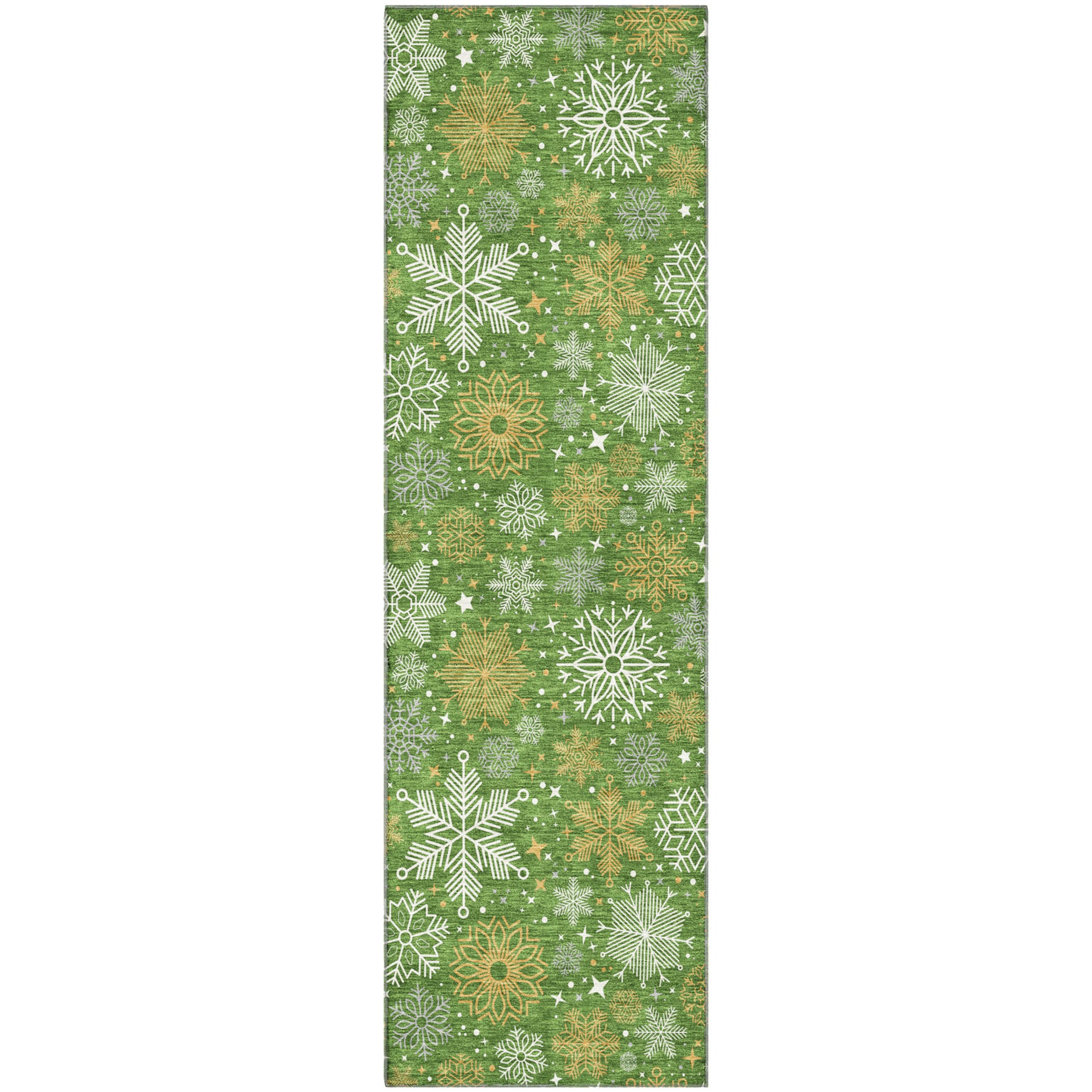 Reykjavik Machine Washable Transitional Green Rug 2'3" x 7'6" #shape_Runner
