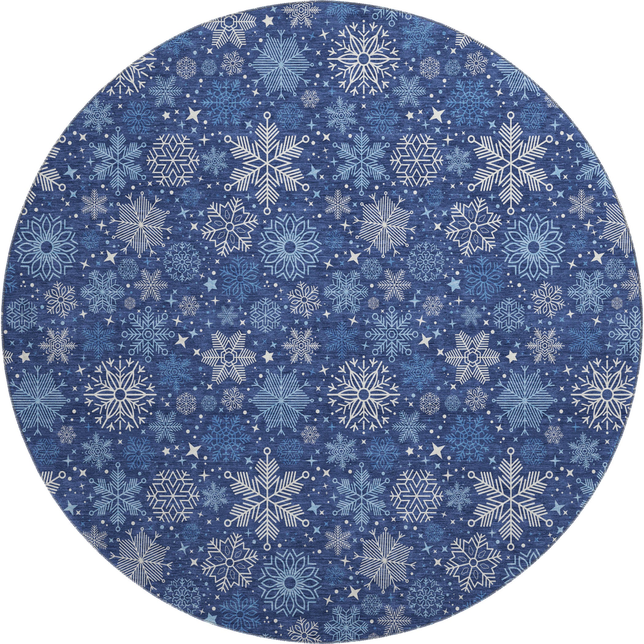 Reykjavik Machine Washable Transitional Navy Blue Rug 8' x 8' #shape_Round