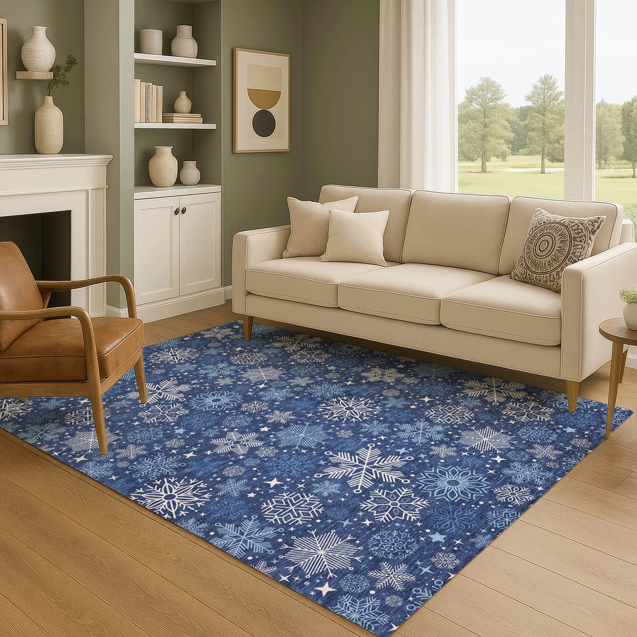 Reykjavik Machine Washable Transitional Navy Blue Rug 2'6" x 3'10" #shape_Rectangle