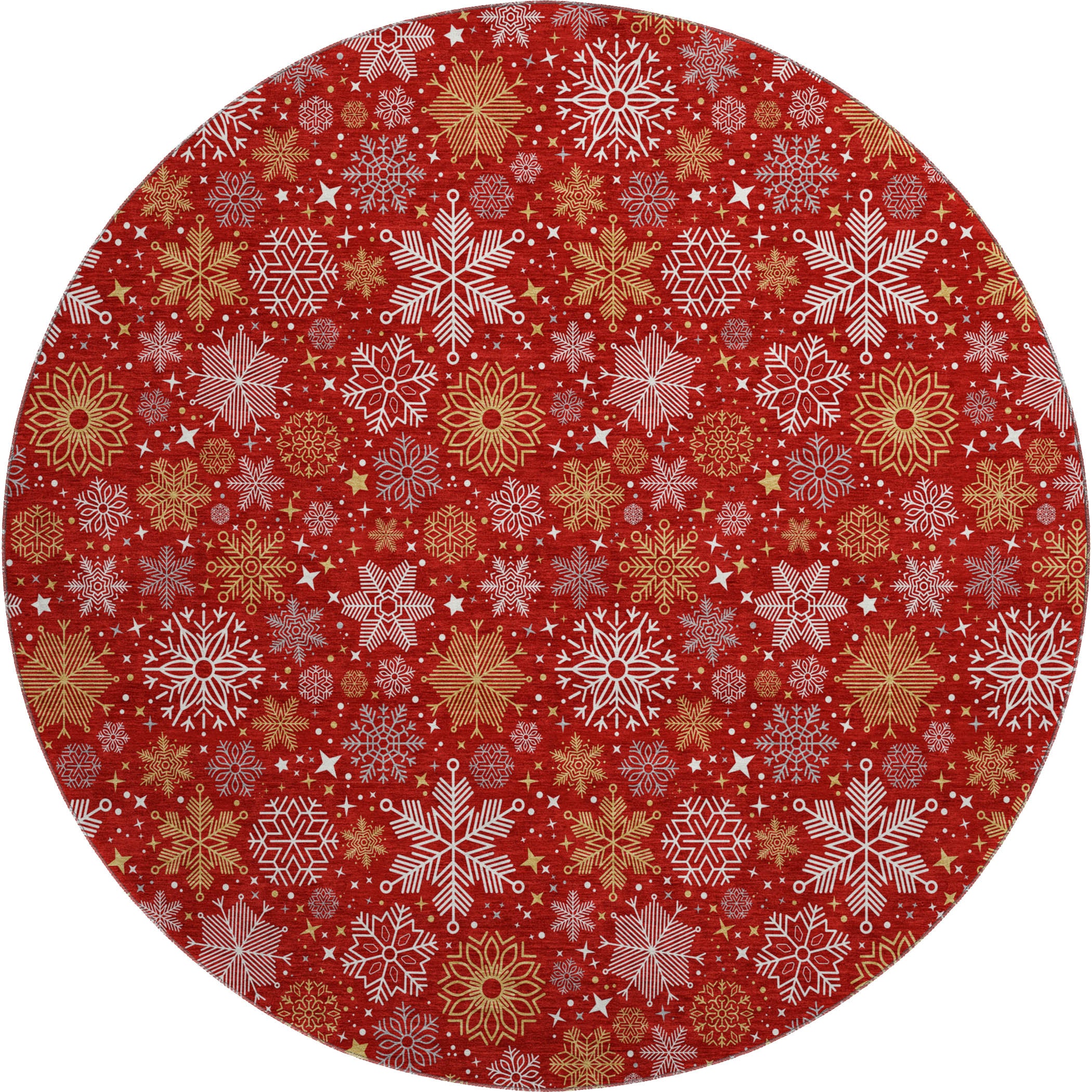 Reykjavik Machine Washable Transitional Red Rug 8' x 8' #shape_Round