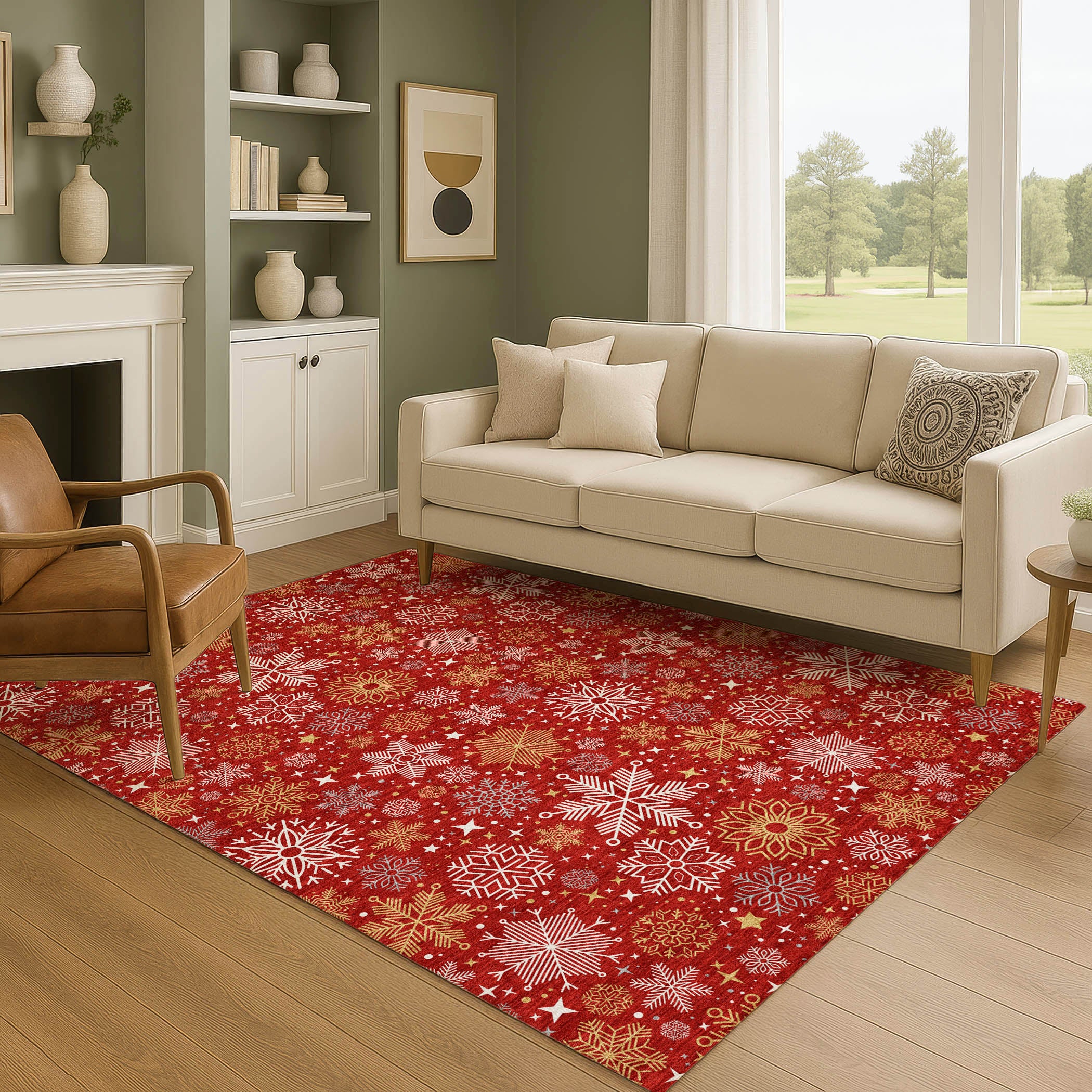 Reykjavik Machine Washable Transitional Red Rug 2'6" x 3'10" #shape_Rectangle