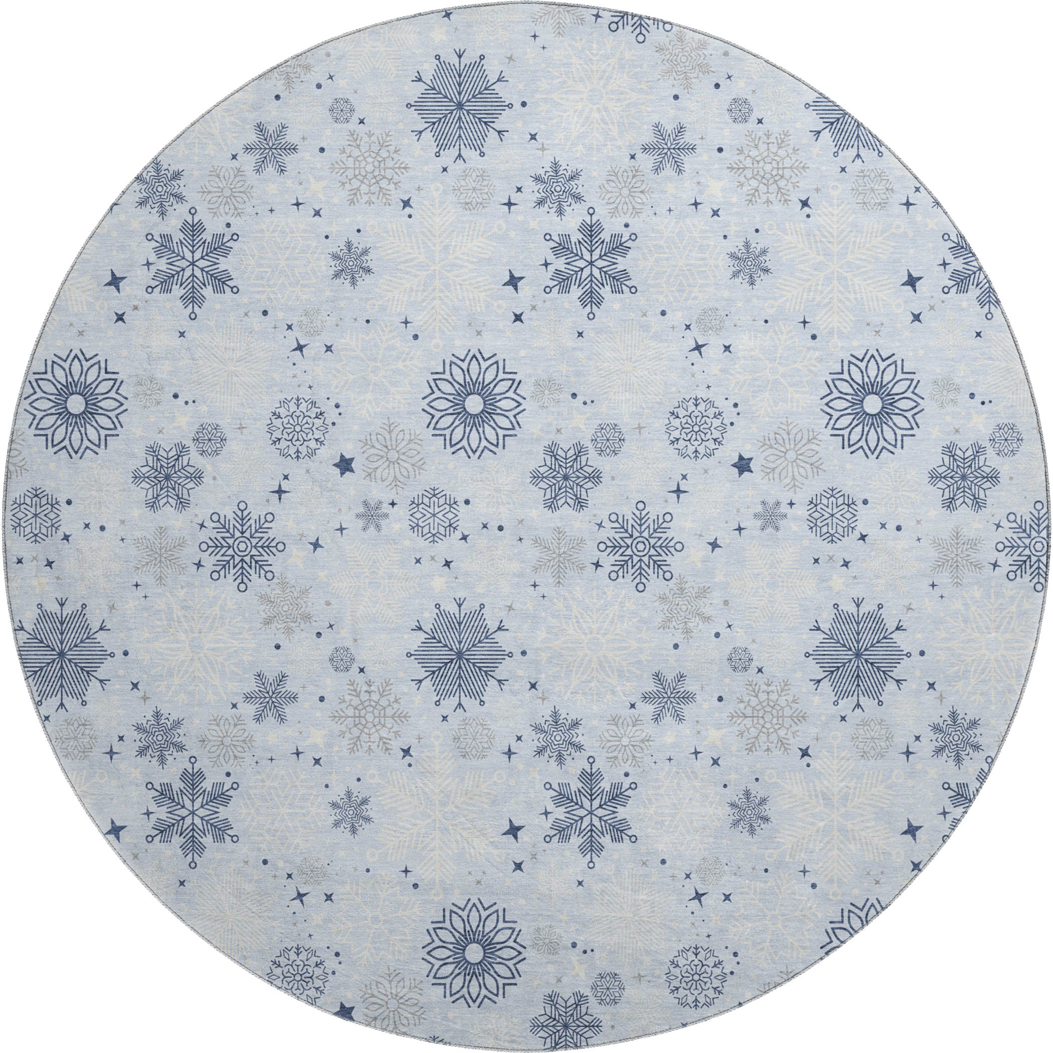 Reykjavik Machine Washable Transitional Sky Blue Rug 8' x 8' #shape_Round