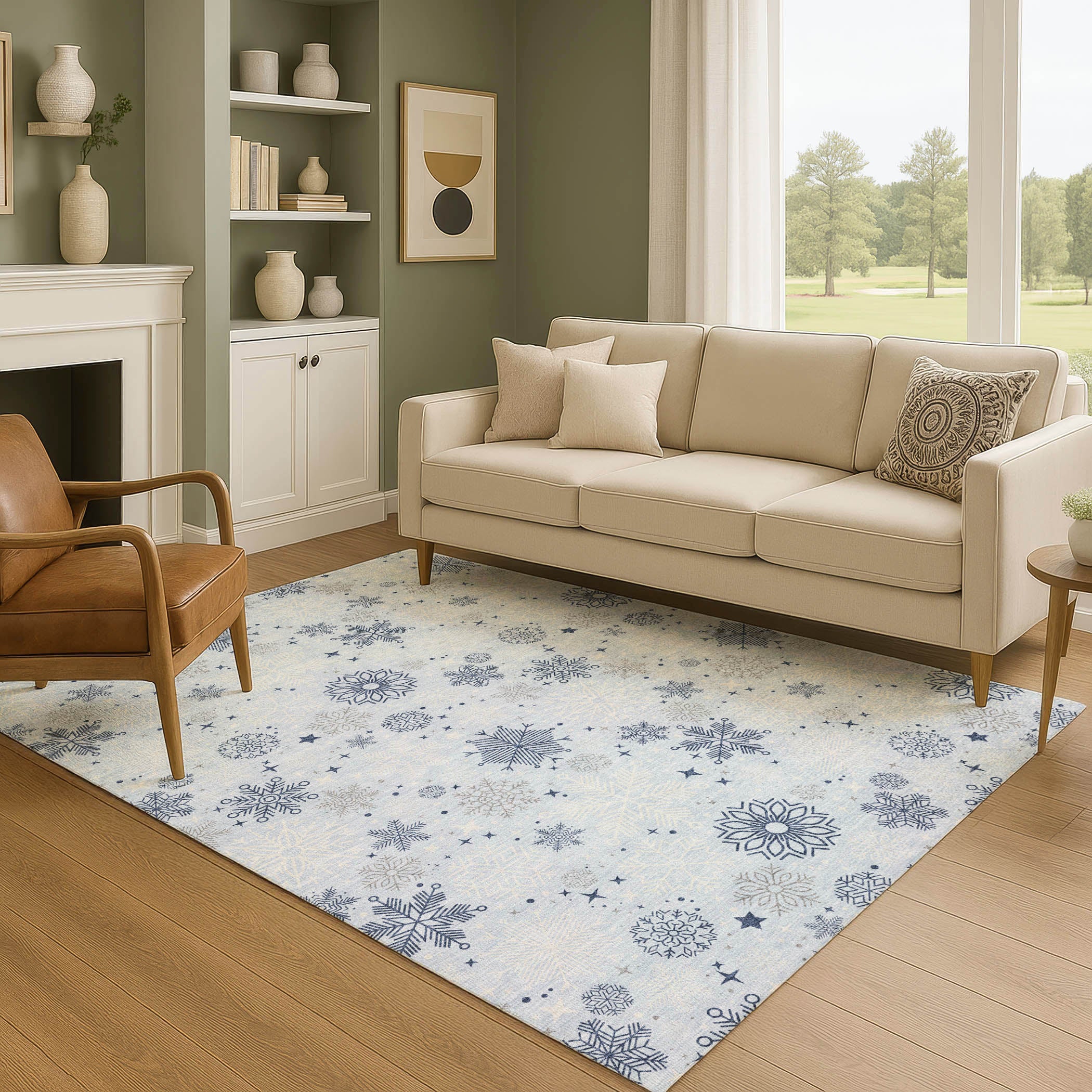 Reykjavik Machine Washable Transitional Sky Blue Rug 2'6" x 3'10" #shape_Rectangle