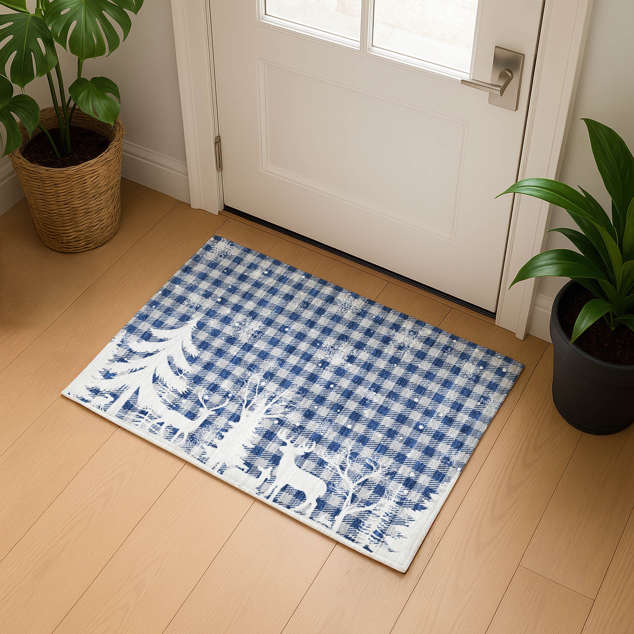 Budapest Machine Washable Transitional Blue Rug 1'8" x 2'6" #shape_Rectangle