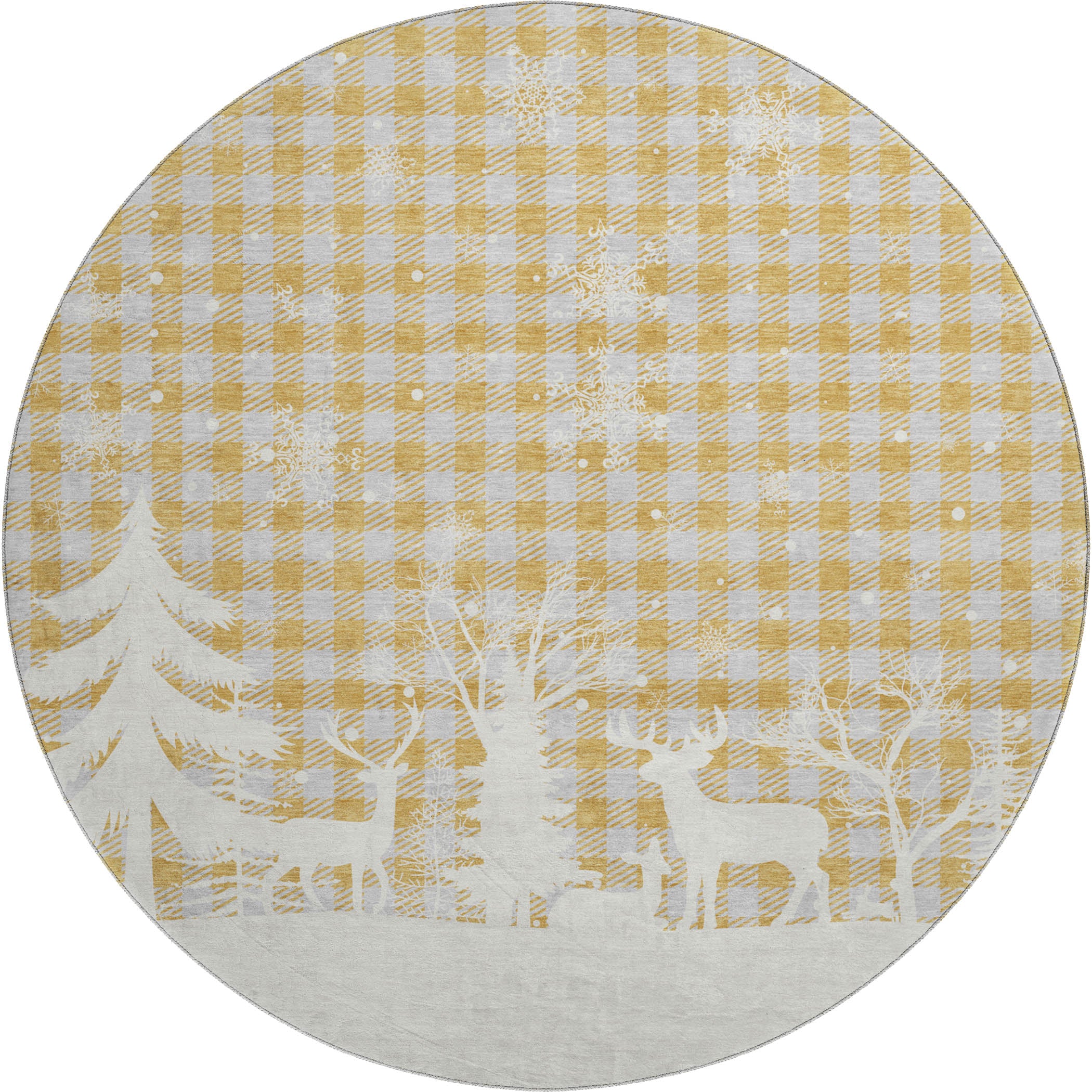 Budapest Machine Washable Transitional Gold Rug 8' x 8' #shape_Round