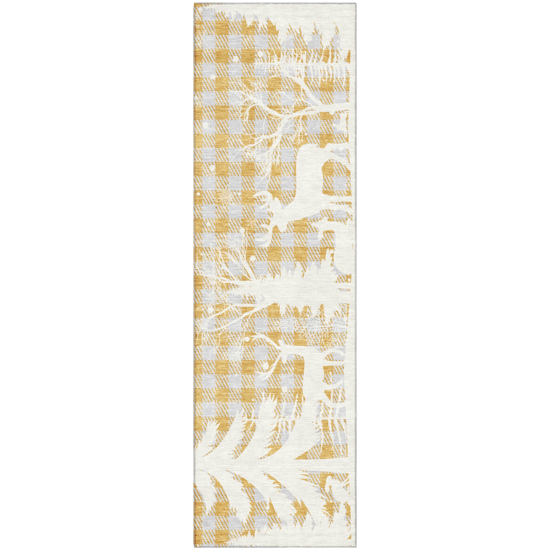 Budapest Machine Washable Transitional Gold Rug 2'3" x 7'6" #shape_Runner