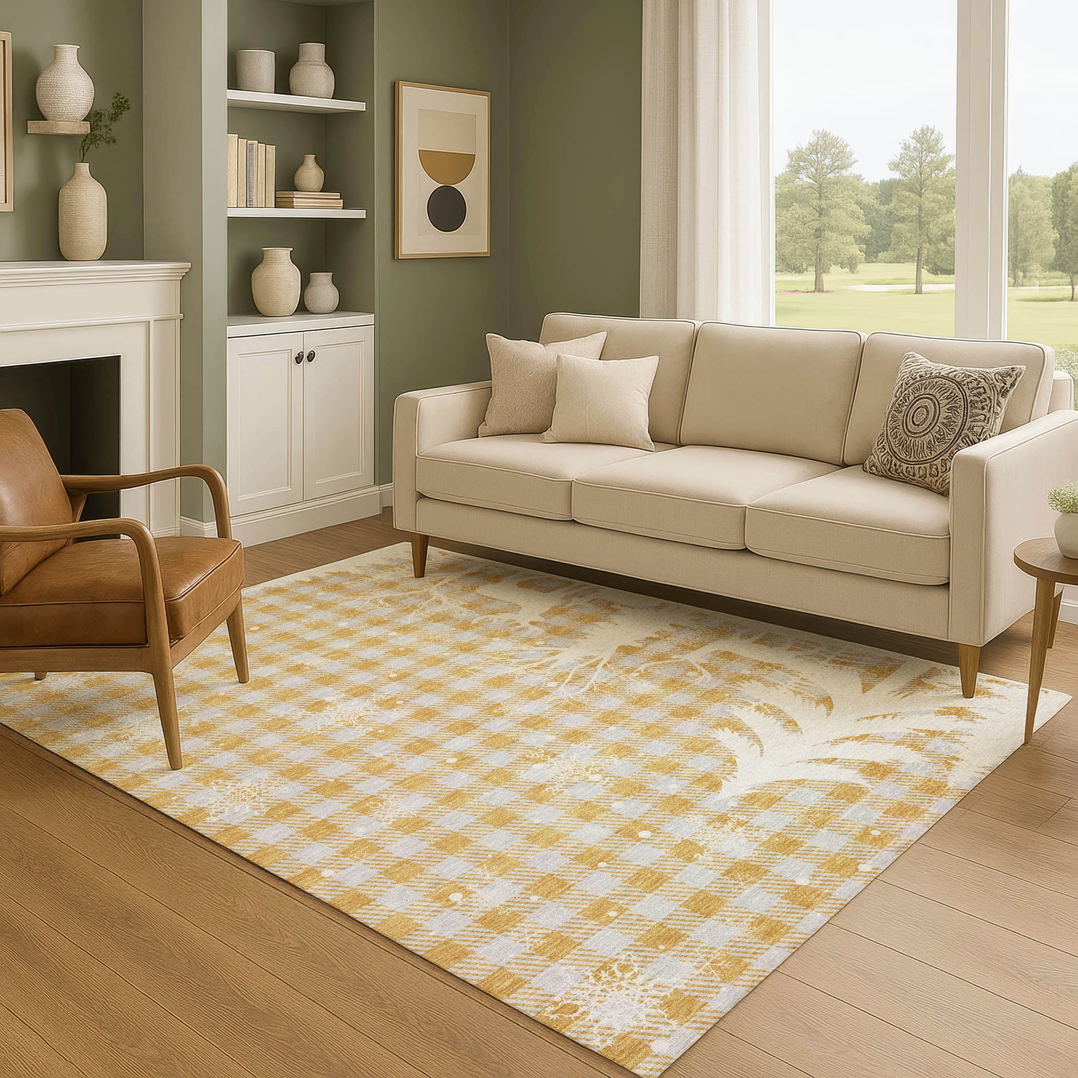 Budapest Machine Washable Transitional Gold Rug 2'6" x 3'10" #shape_Rectangle
