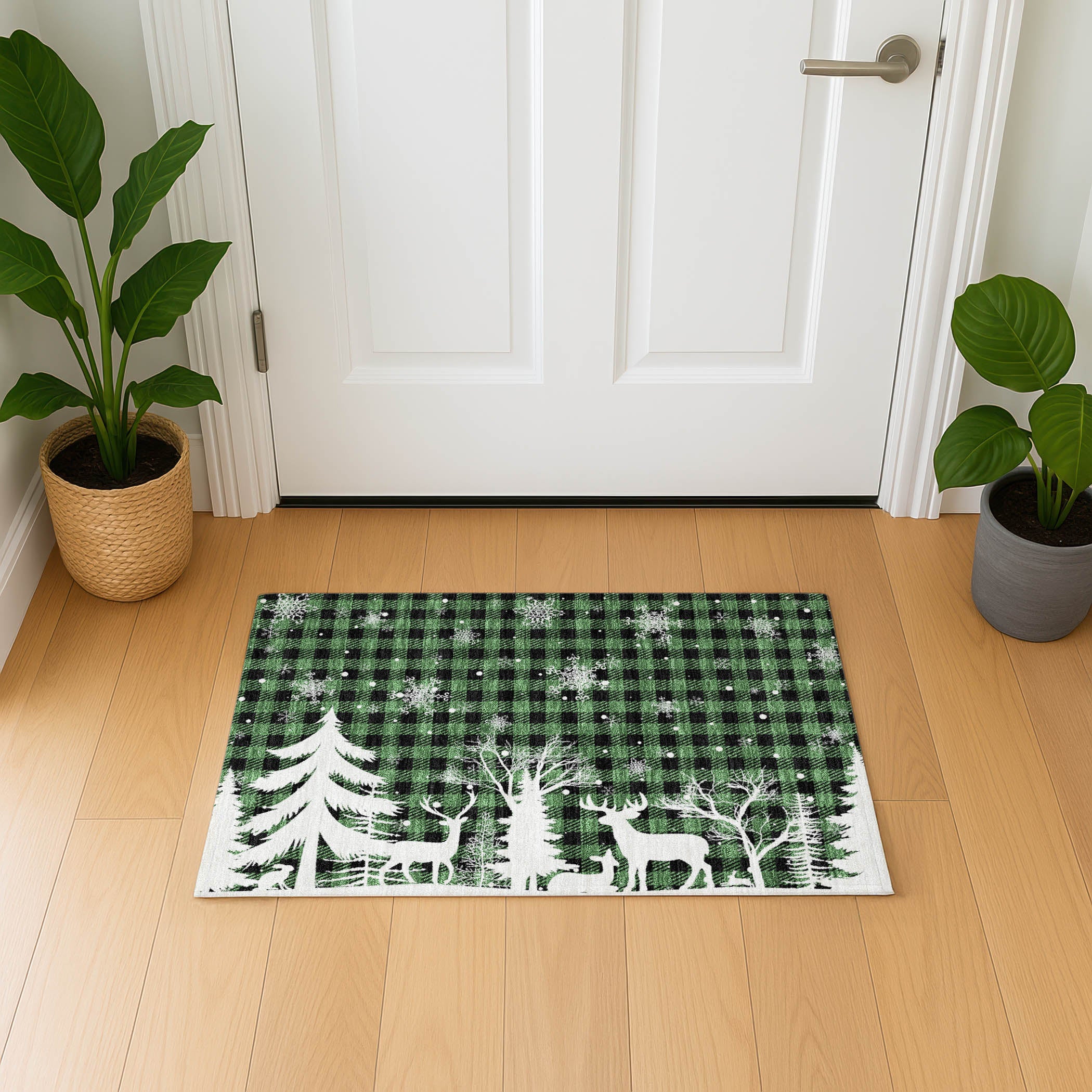 Budapest Machine Washable Transitional Green Rug 1'8" x 2'6" #shape_Rectangle