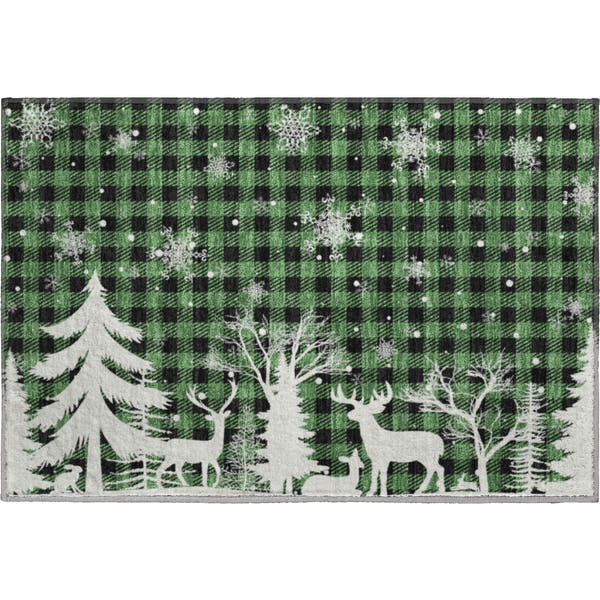 Budapest Machine Washable Transitional Green Rug 1'8" x 2'6"