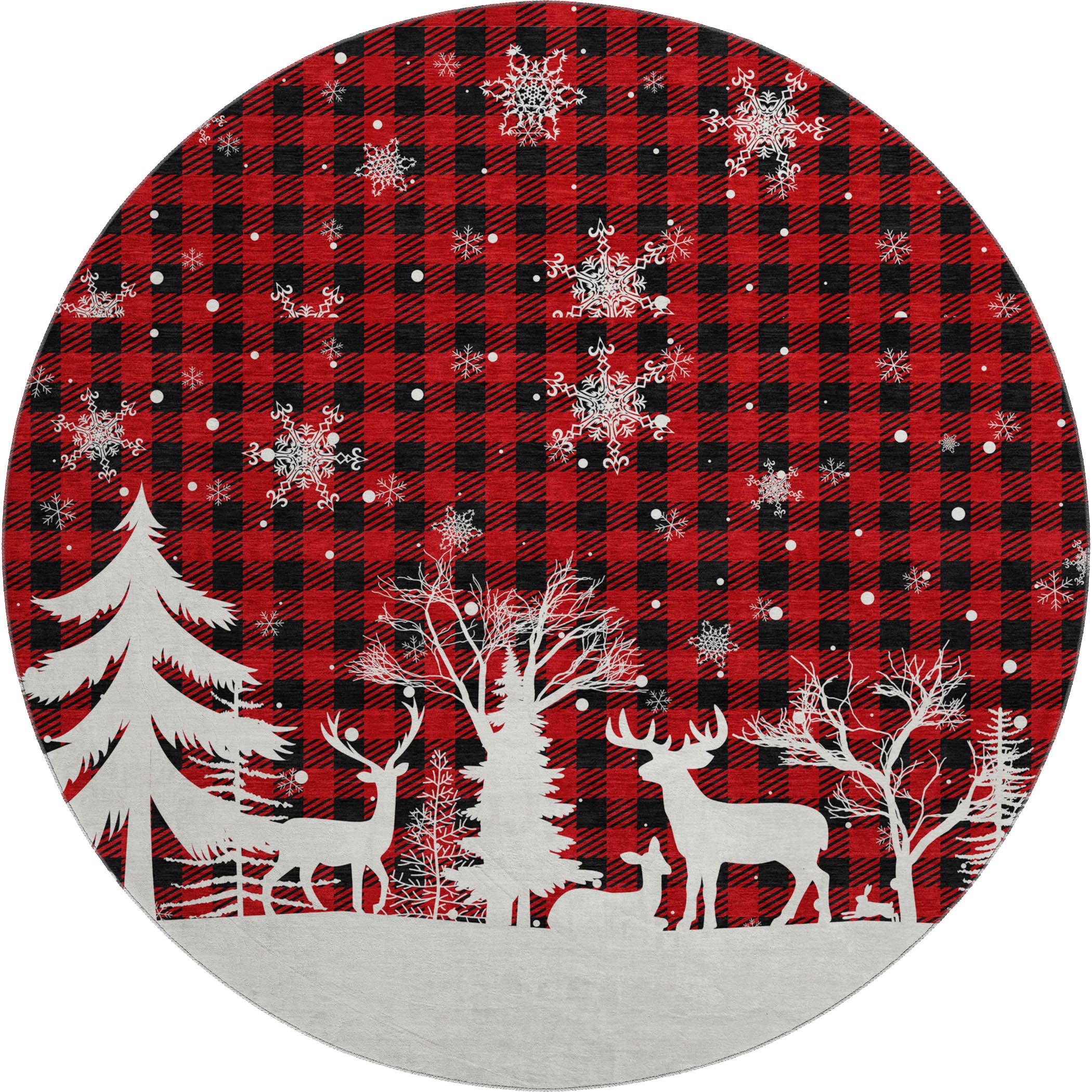 Budapest Machine Washable Transitional Red Rug 8' x 8' #shape_Round
