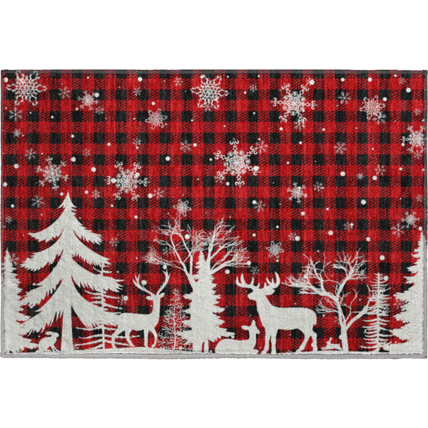 Budapest Machine Washable Transitional Red Rug 1'8" x 2'6"
