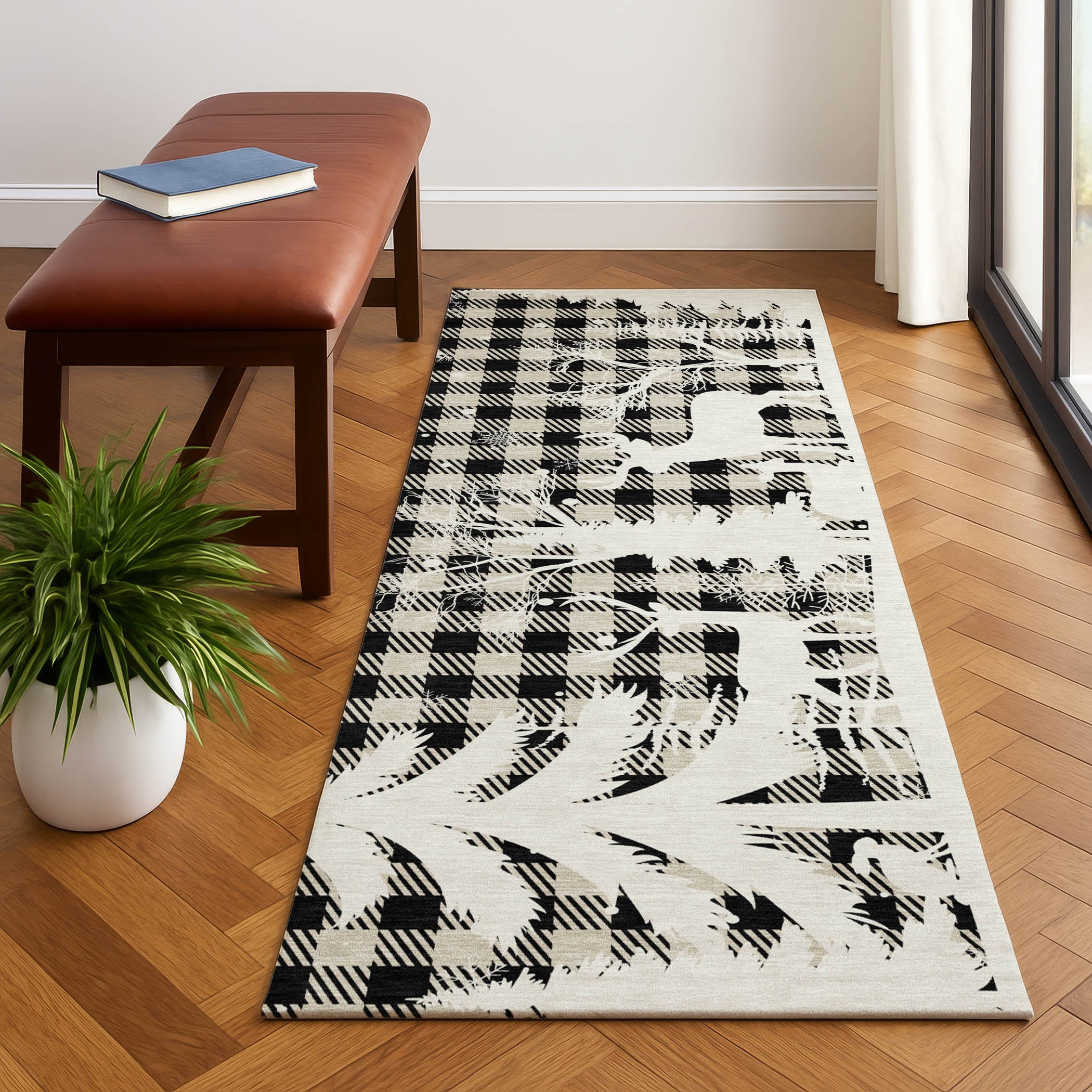 Budapest Machine Washable Transitional Taupe Brown Rug 2'3" x 7'6" #shape_Runner