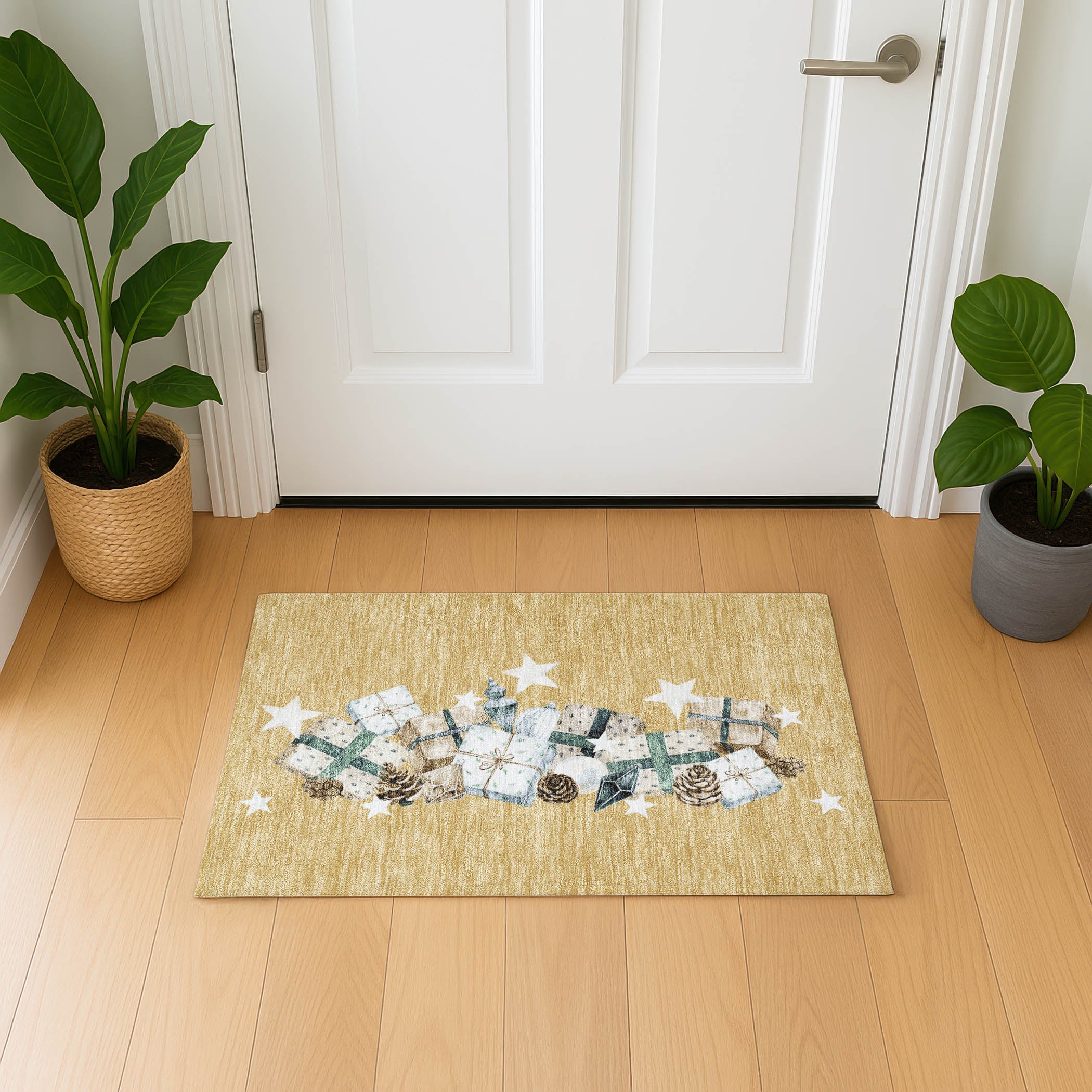 Oaxaca Machine Washable Transitional Gold Rug 1'8" x 2'6" #shape_Rectangle