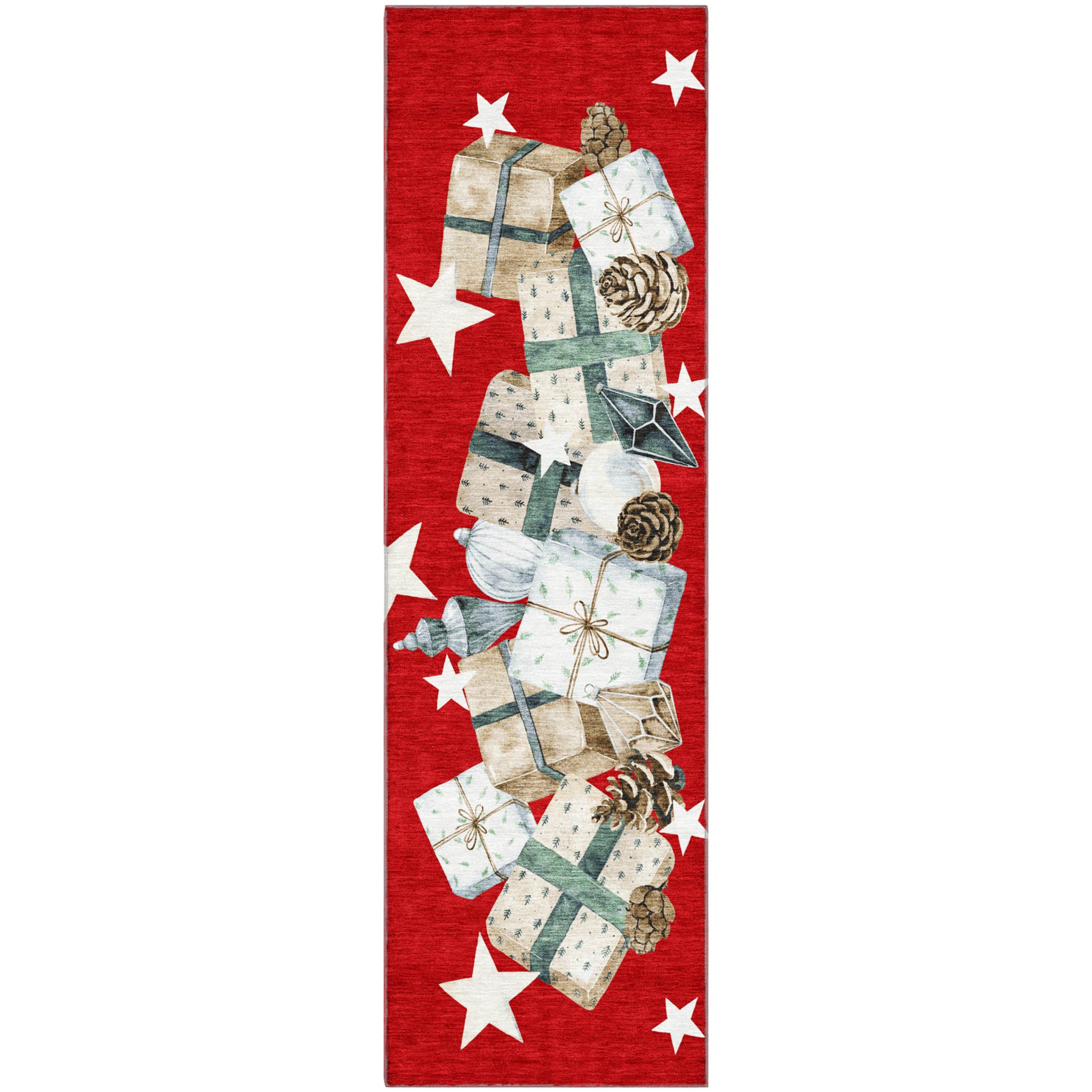 Oaxaca Machine Washable Transitional Red Rug 2'3" x 7'6" #shape_Runner