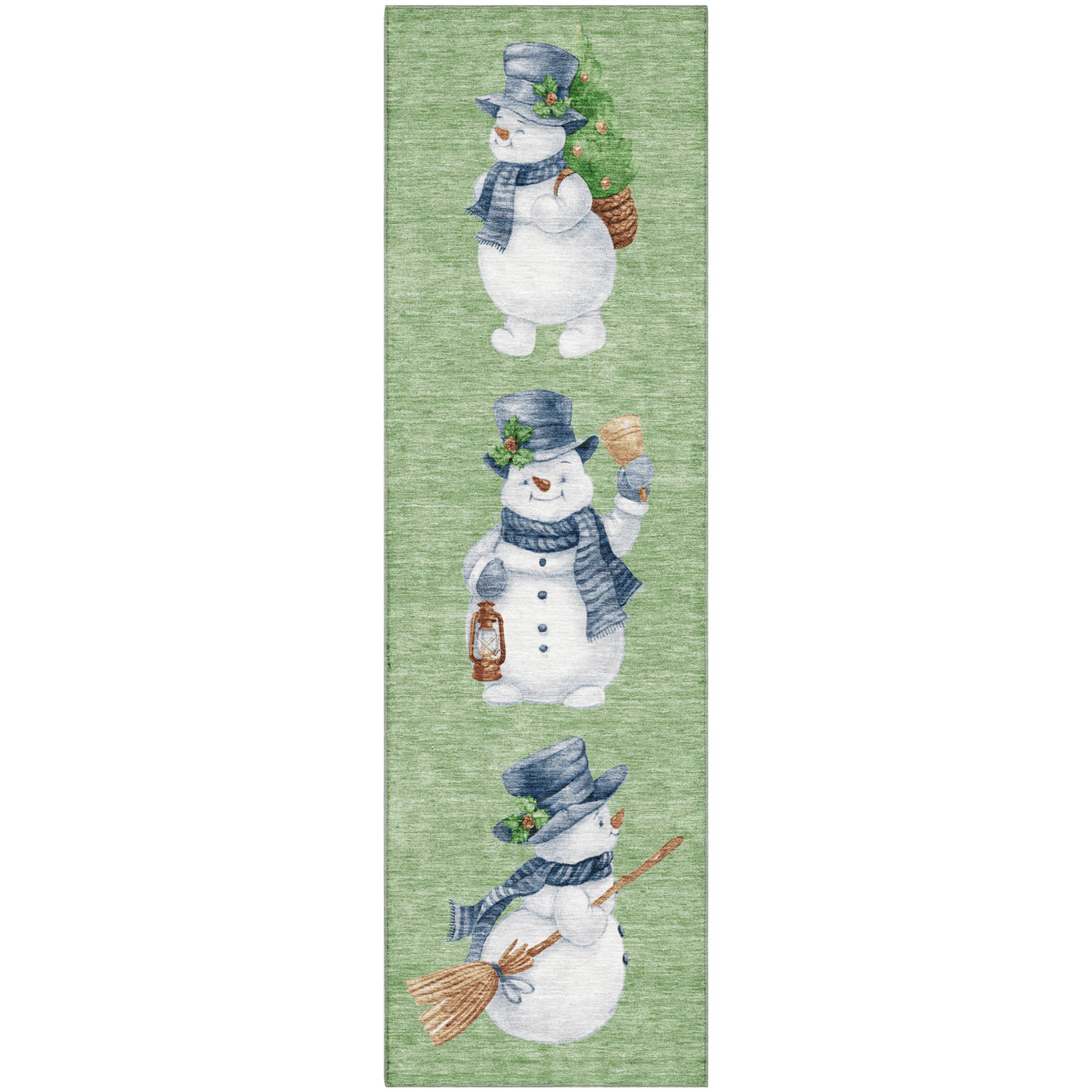 Baku Machine Washable Transitional Aloe Green Rug 2'3" x 7'6" #shape_Runner
