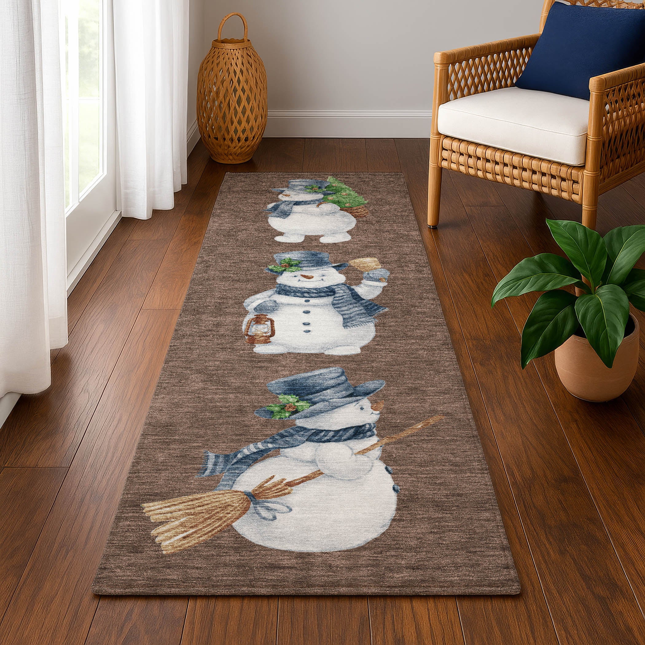 Baku Machine Washable Transitional Brown Rug 2'3" x 7'6" #shape_Runner