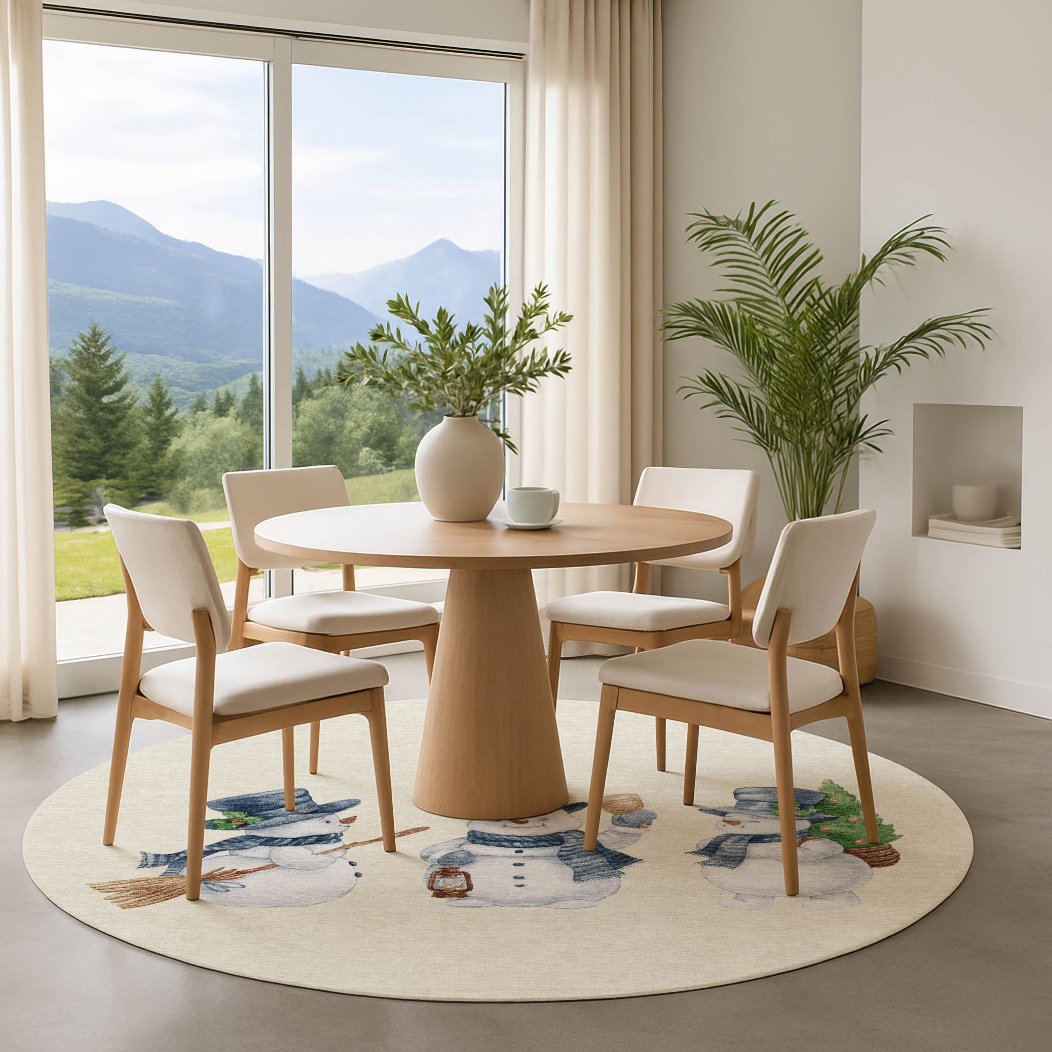 Baku Machine Washable Transitional Ivory Rug 8' x 8' #shape_Round