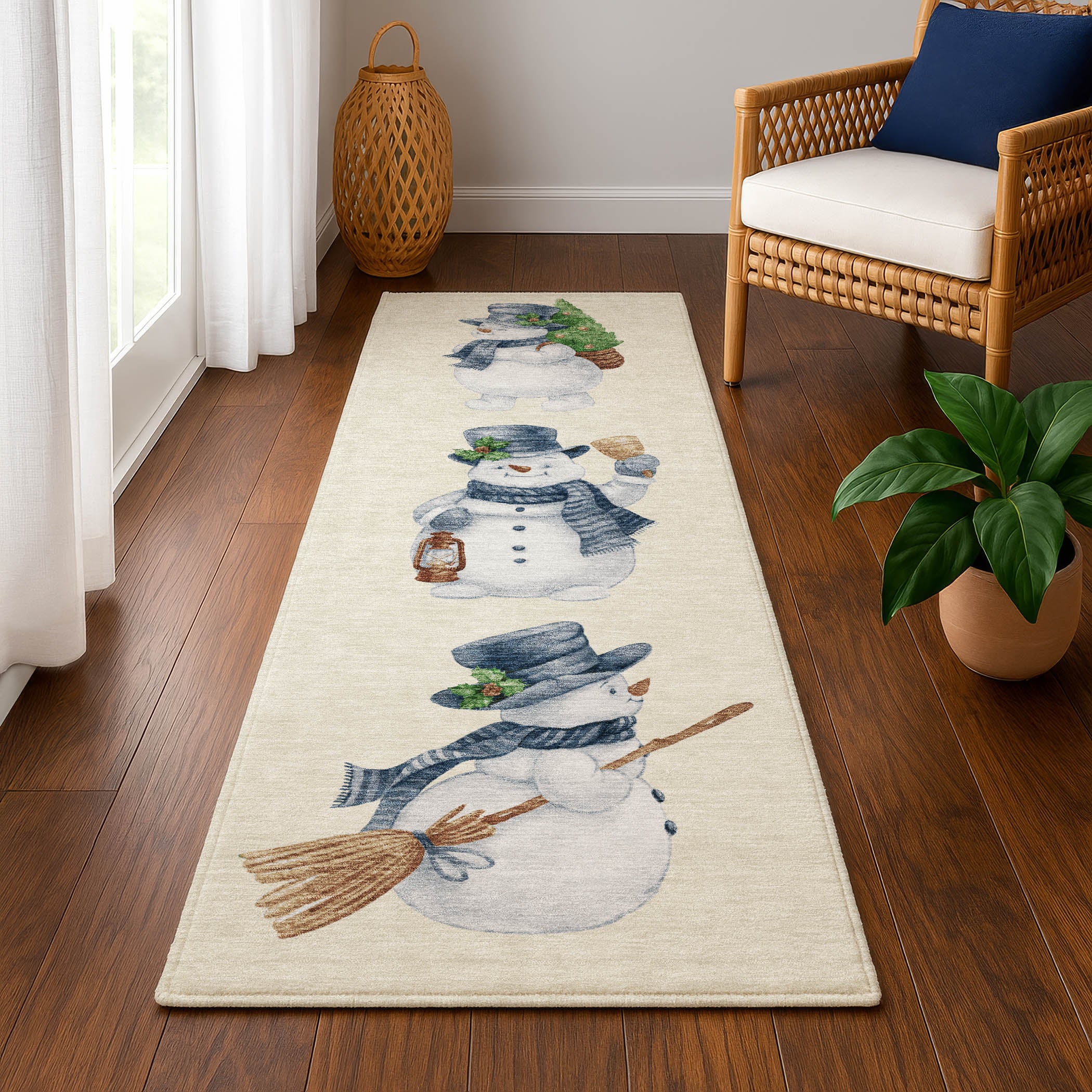 Baku Machine Washable Transitional Ivory Rug 2'3" x 7'6" #shape_Runner