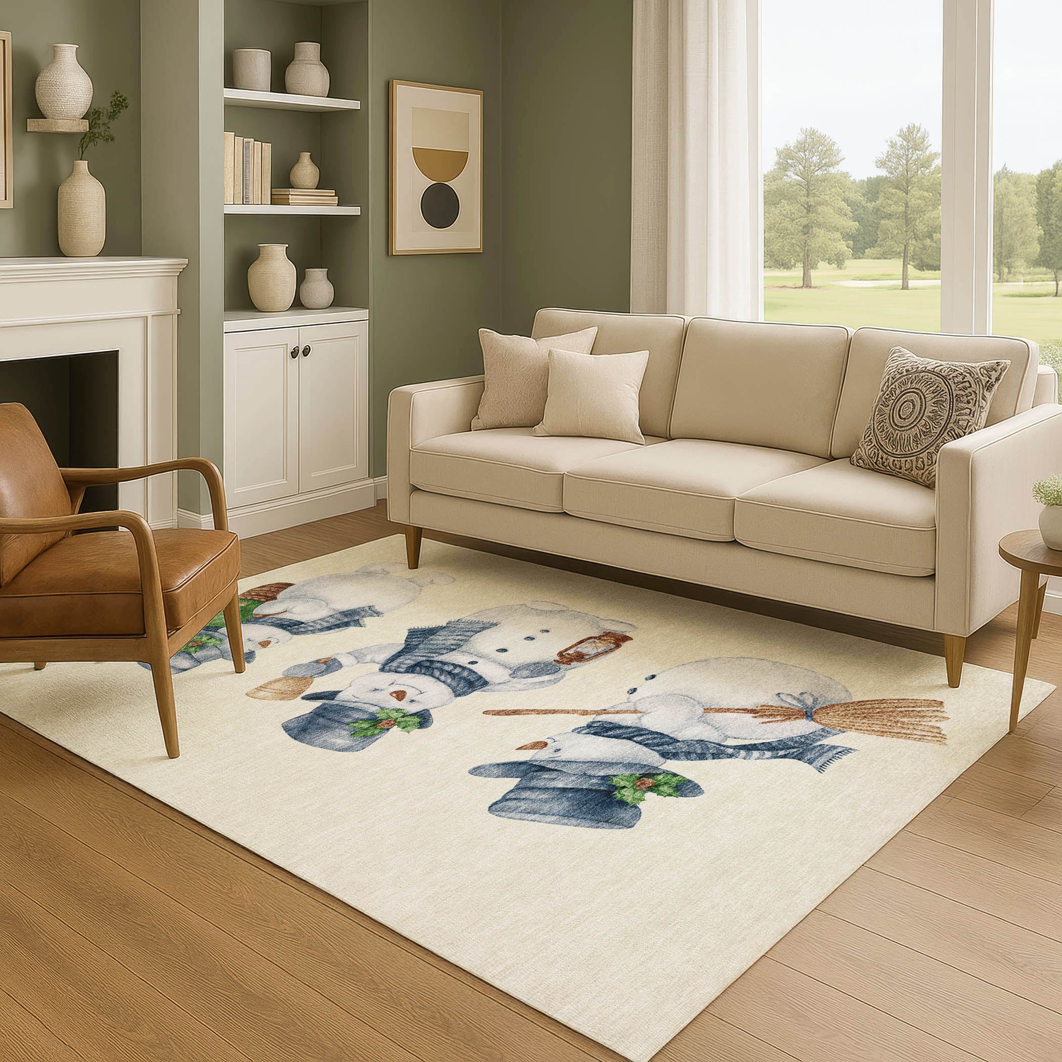 Baku Machine Washable Transitional Ivory Rug 2'6" x 3'10" #shape_Rectangle