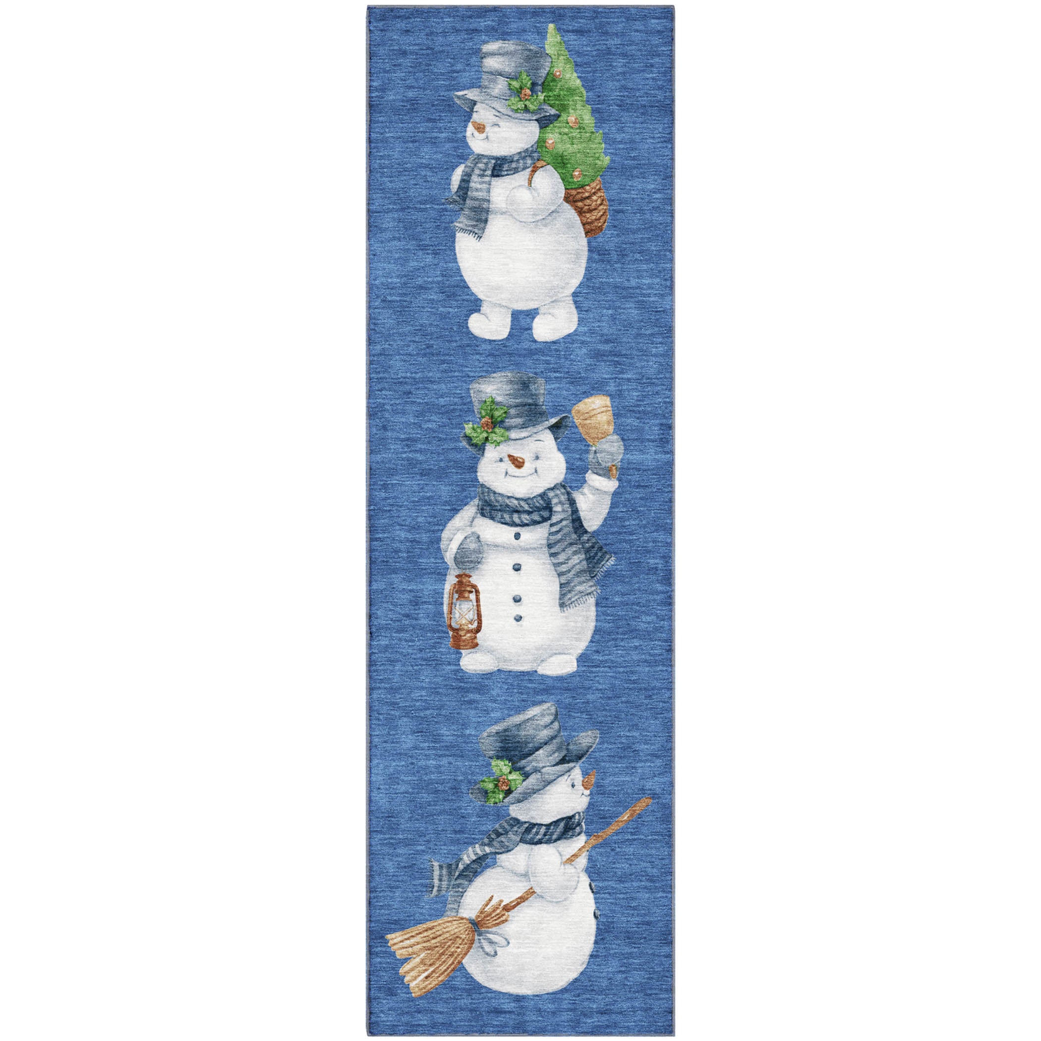 Baku Machine Washable Transitional Navy Blue Rug 2'3" x 7'6" #shape_Runner