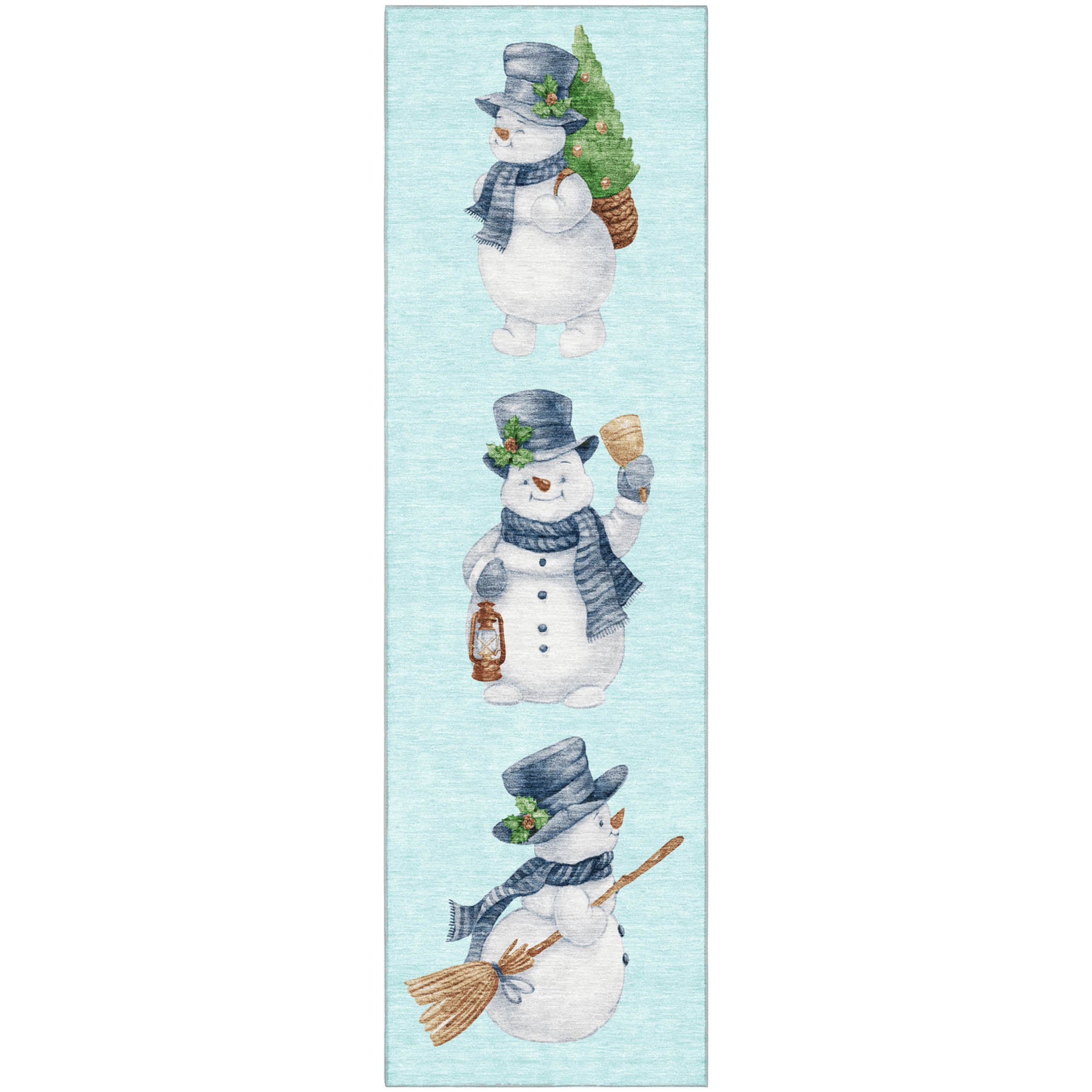 Baku Machine Washable Transitional Sky Blue Rug 2'3" x 7'6" #shape_Runner