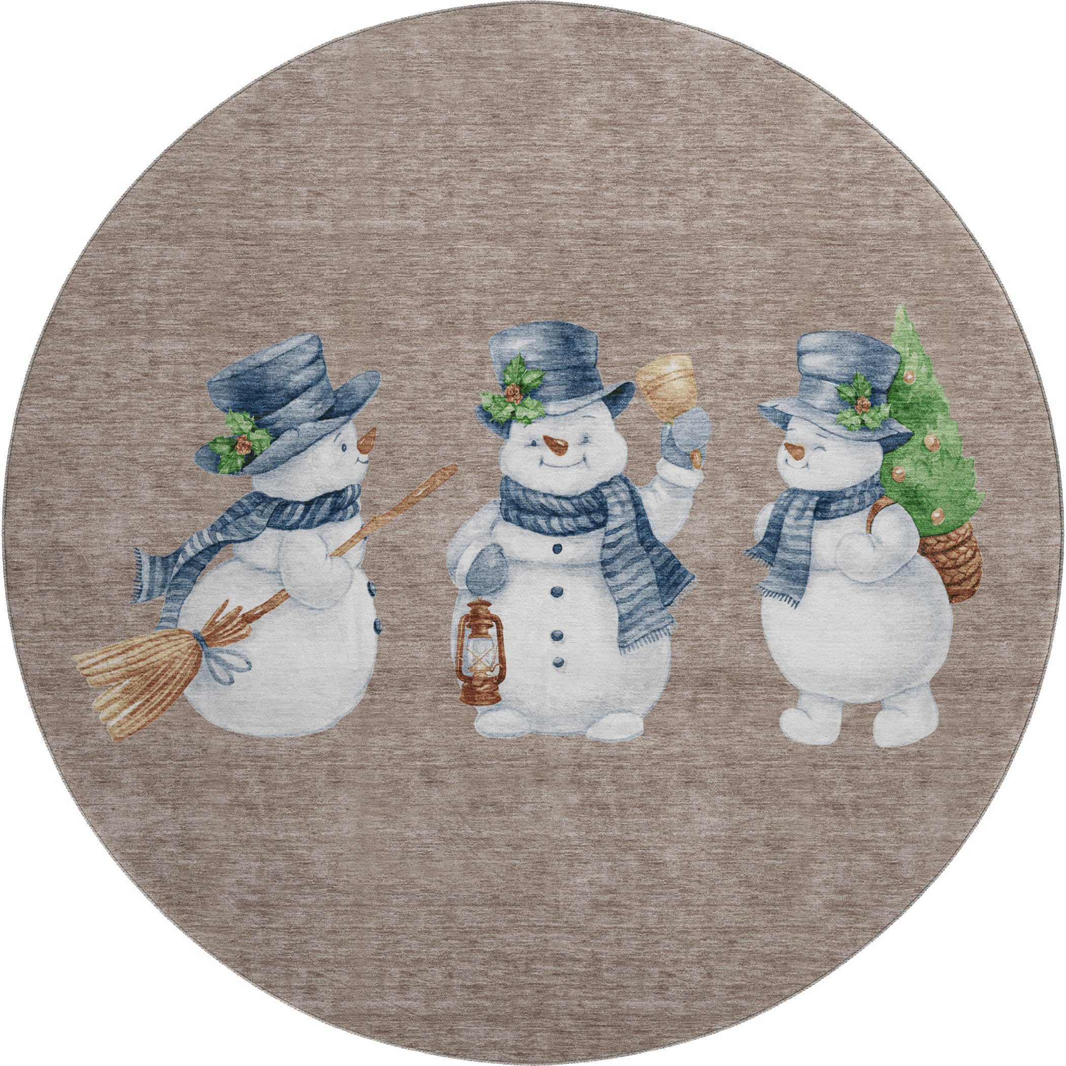 Baku Machine Washable Transitional Taupe Brown Rug 8' x 8' #shape_Round