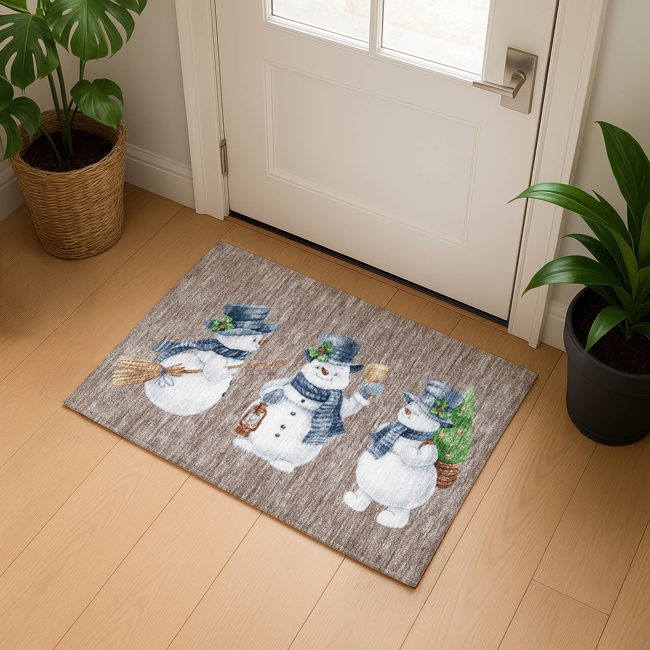 Baku Machine Washable Transitional Taupe Brown Rug 1'8" x 2'6" #shape_Rectangle